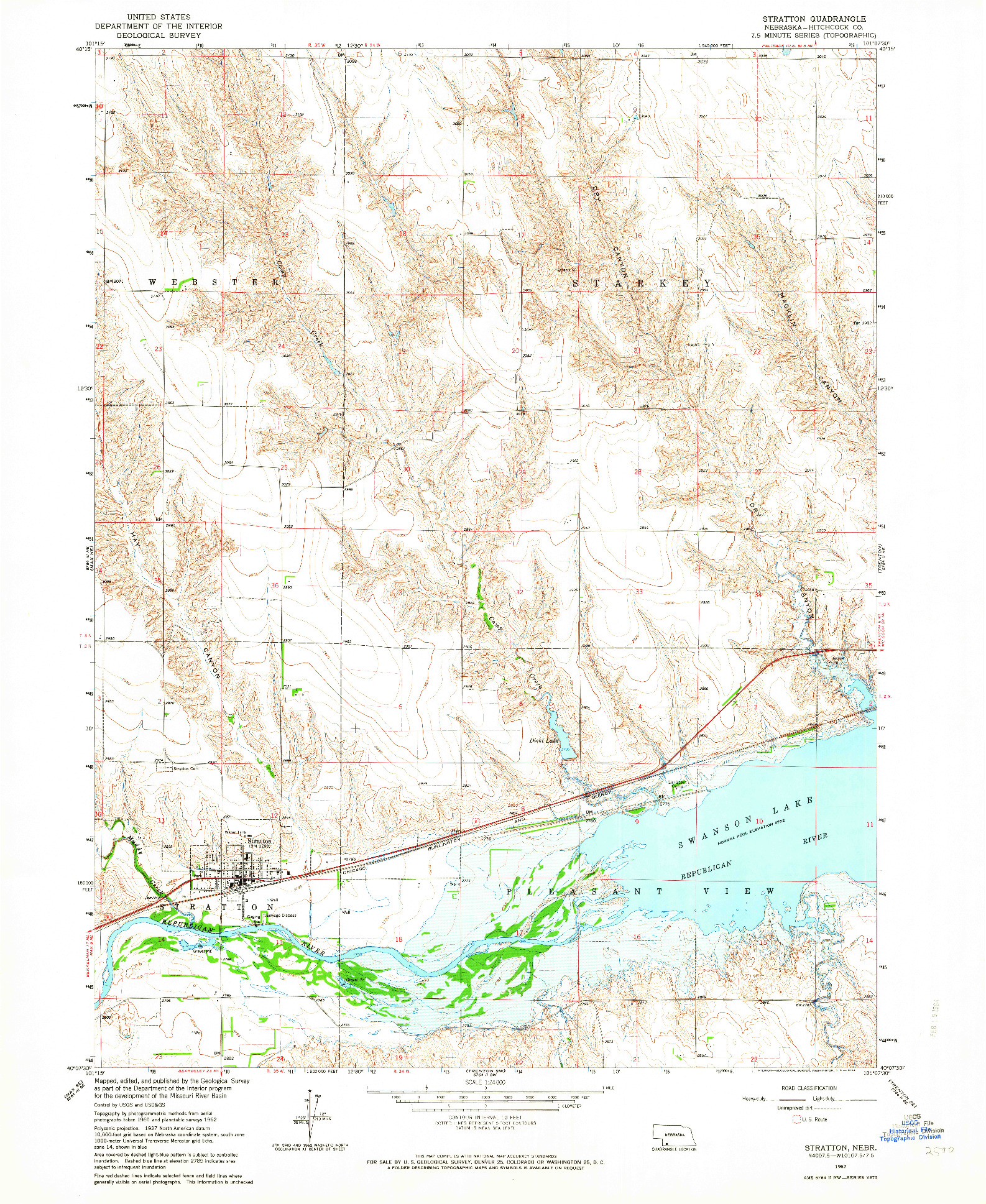 USGS 1:24000-SCALE QUADRANGLE FOR STRATTON, NE 1962