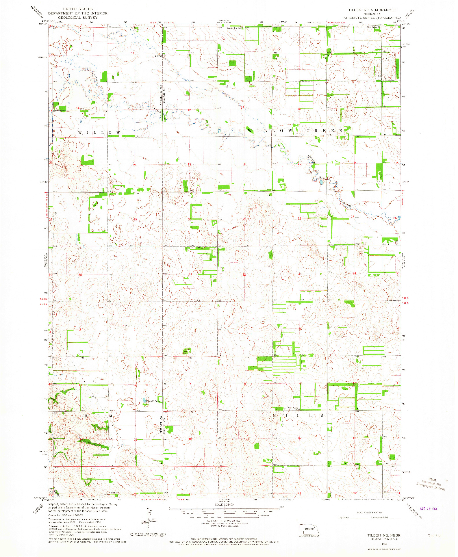 USGS 1:24000-SCALE QUADRANGLE FOR TILDEN NE, NE 1963