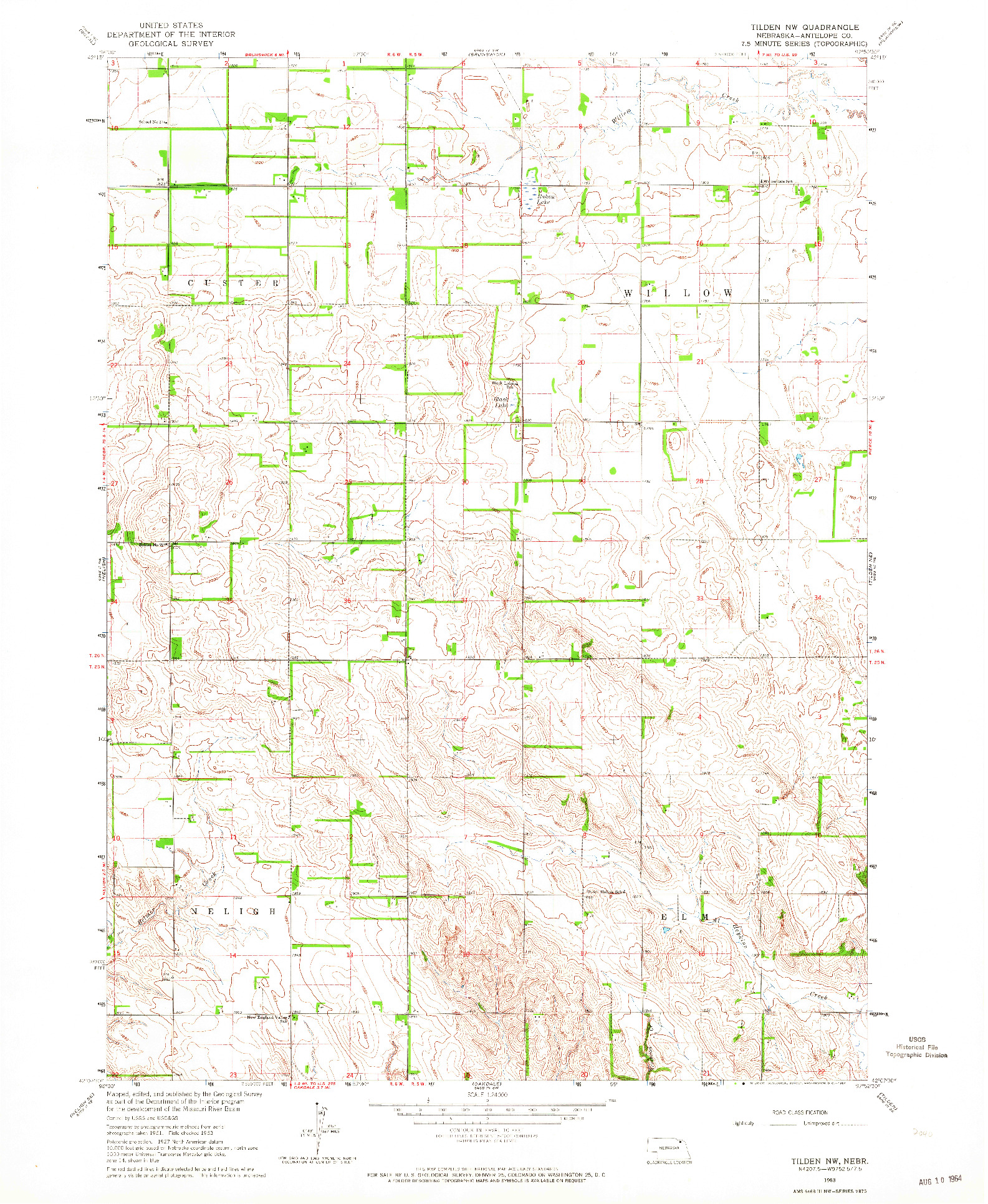 USGS 1:24000-SCALE QUADRANGLE FOR TILDEN NW, NE 1963