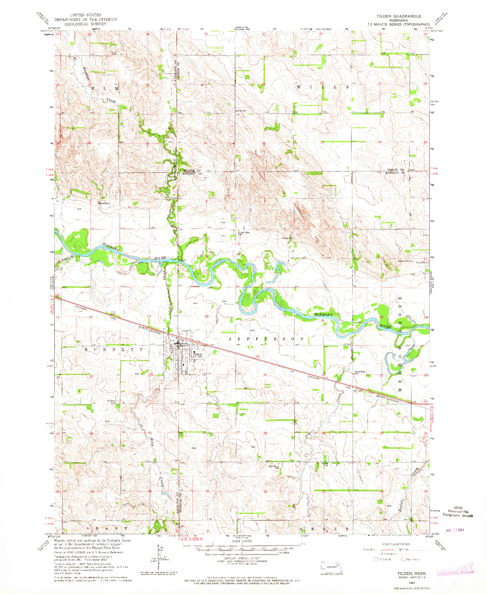 USGS 1:24000-SCALE QUADRANGLE FOR TILDEN, NE 1963