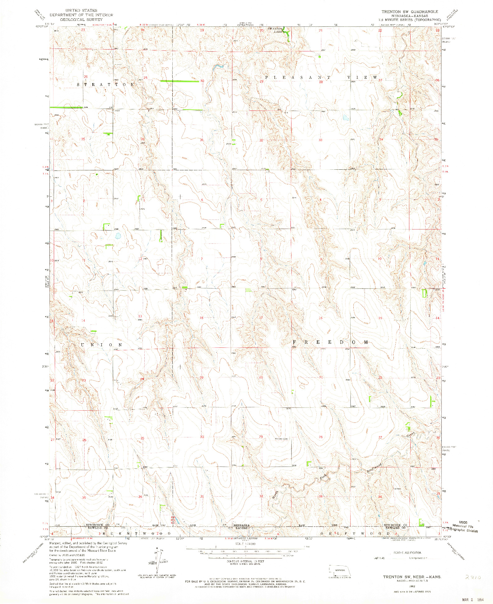 USGS 1:24000-SCALE QUADRANGLE FOR TRENTON SW, NE 1962