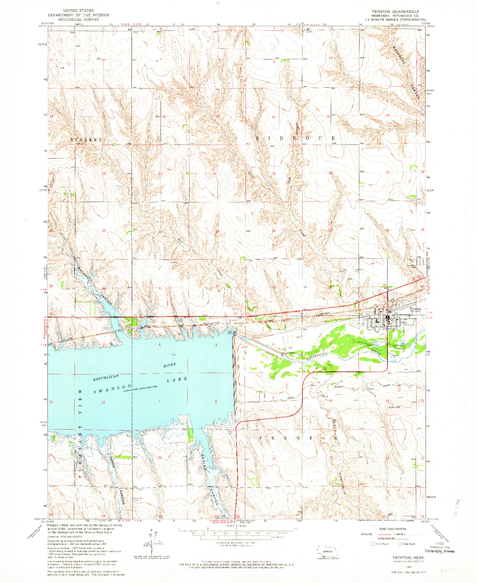 USGS 1:24000-SCALE QUADRANGLE FOR TRENTON, NE 1962