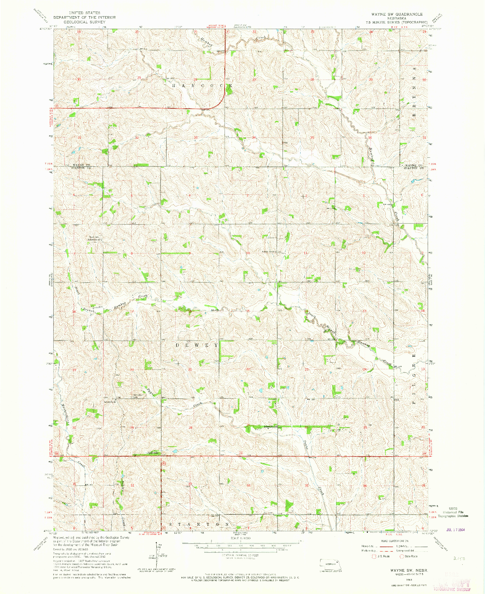 USGS 1:24000-SCALE QUADRANGLE FOR WAYNE SW, NE 1963