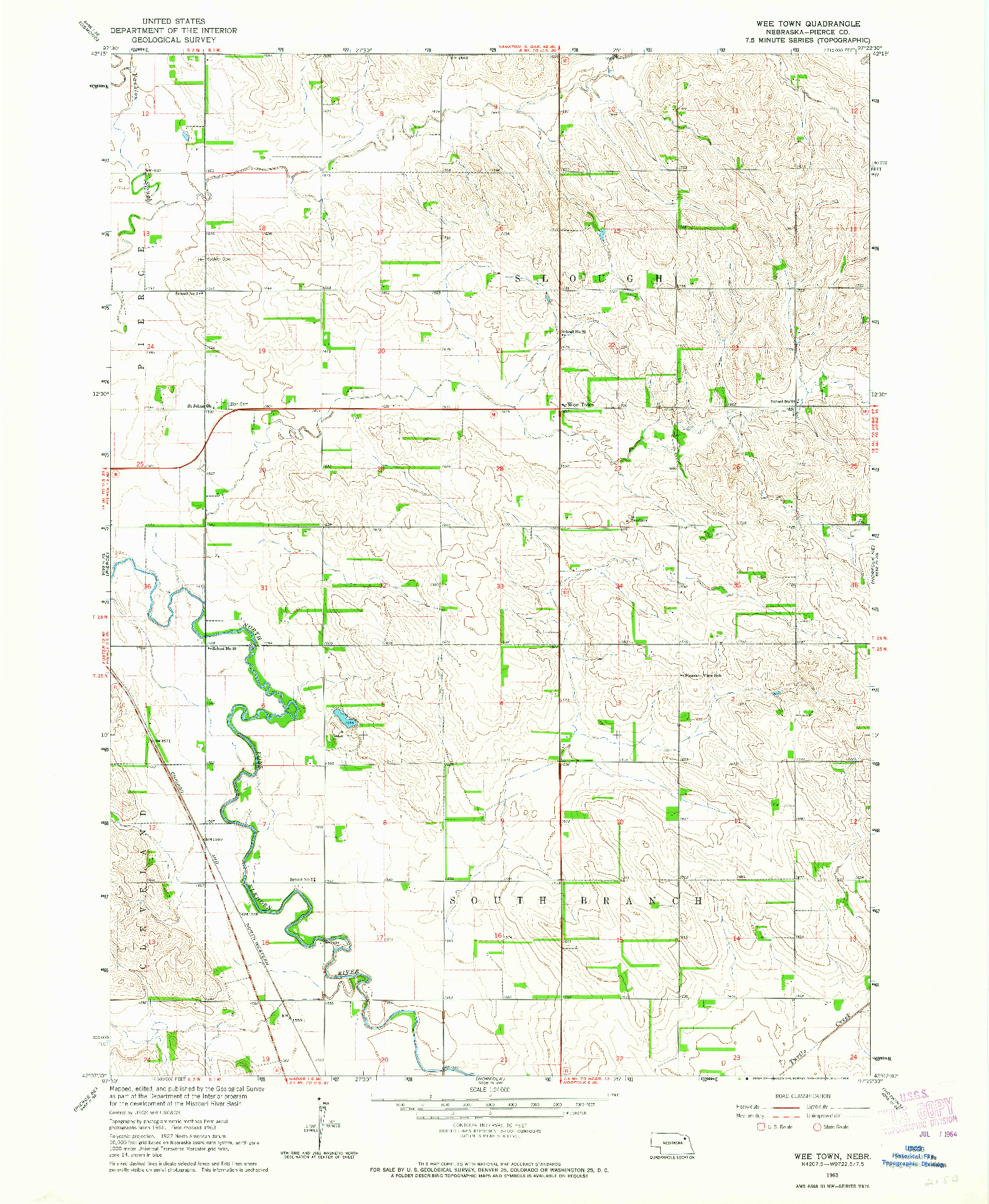 USGS 1:24000-SCALE QUADRANGLE FOR WEE TOWN, NE 1963