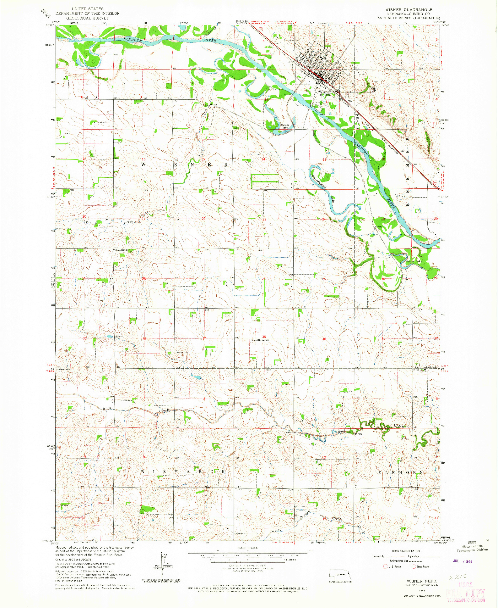 USGS 1:24000-SCALE QUADRANGLE FOR WISNER, NE 1963