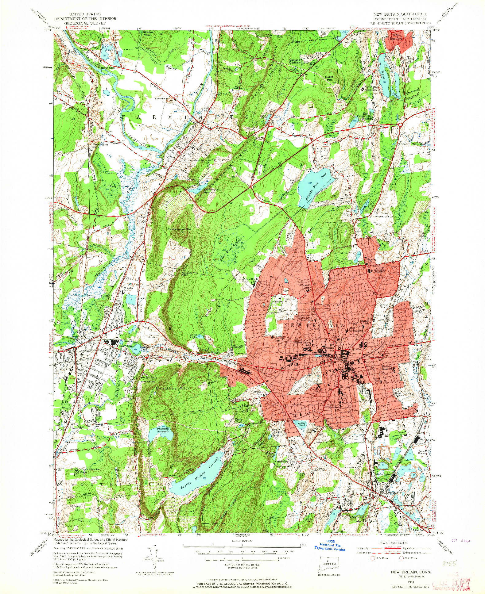 USGS 1:24000-SCALE QUADRANGLE FOR NEW BRITAIN, CT 1953