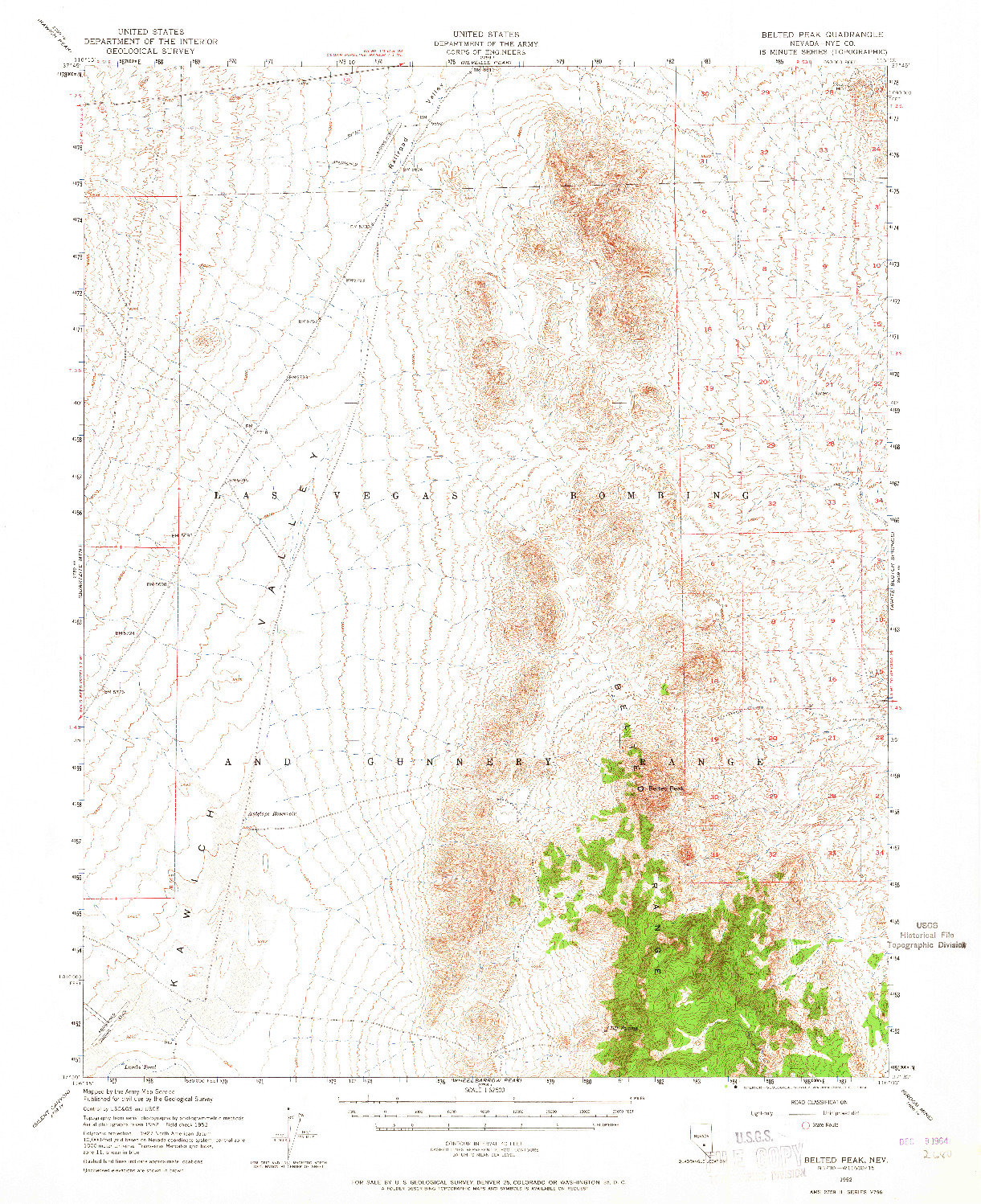 USGS 1:62500-SCALE QUADRANGLE FOR BELTED PEAK, NV 1952