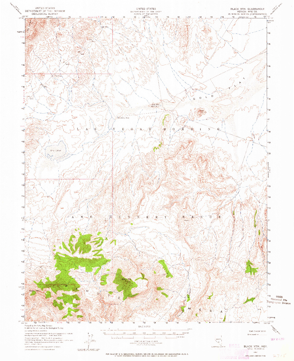 USGS 1:62500-SCALE QUADRANGLE FOR BLACK MTN, NV 1952