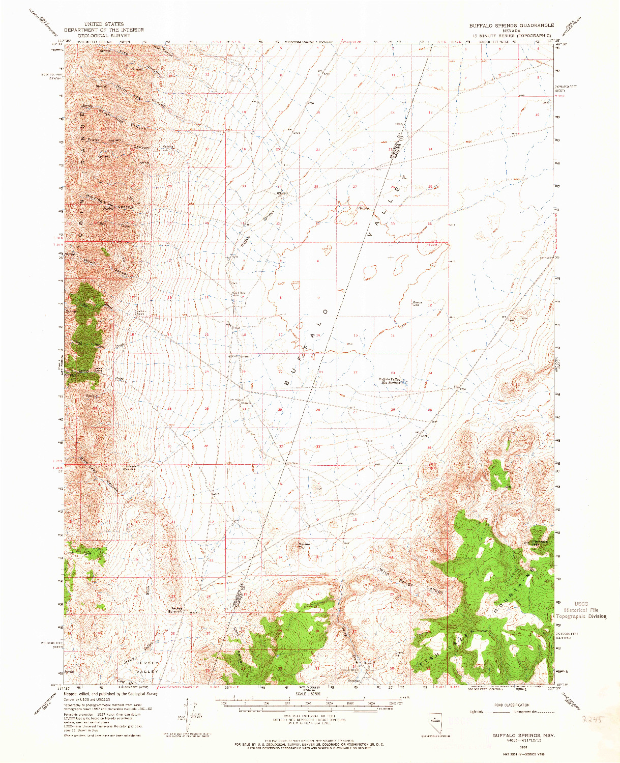 USGS 1:62500-SCALE QUADRANGLE FOR BUFFALO SPRINGS, NV 1962
