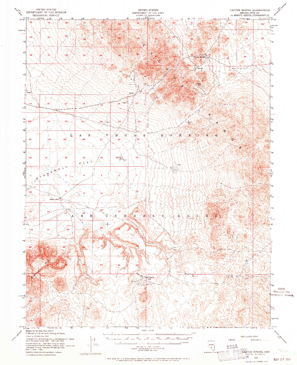 USGS 1:62500-SCALE QUADRANGLE FOR CACTUS SPRING, NV 1952