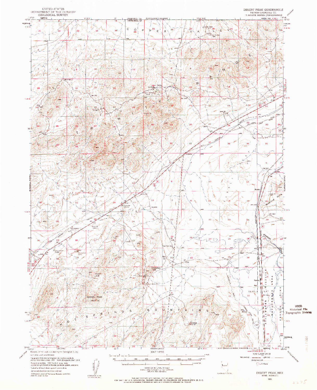 USGS 1:62500-SCALE QUADRANGLE FOR DESERT PEAK, NV 1951
