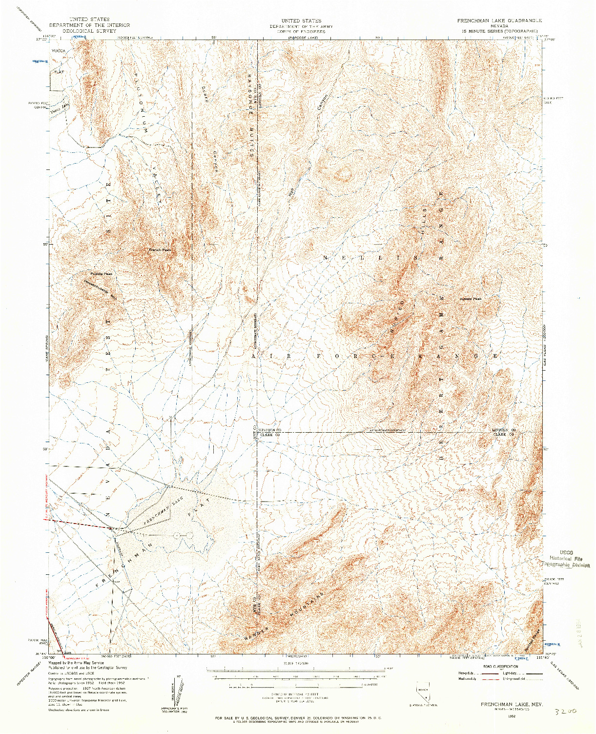 USGS 1:62500-SCALE QUADRANGLE FOR FRENCHMAN FLAT, NV 1952