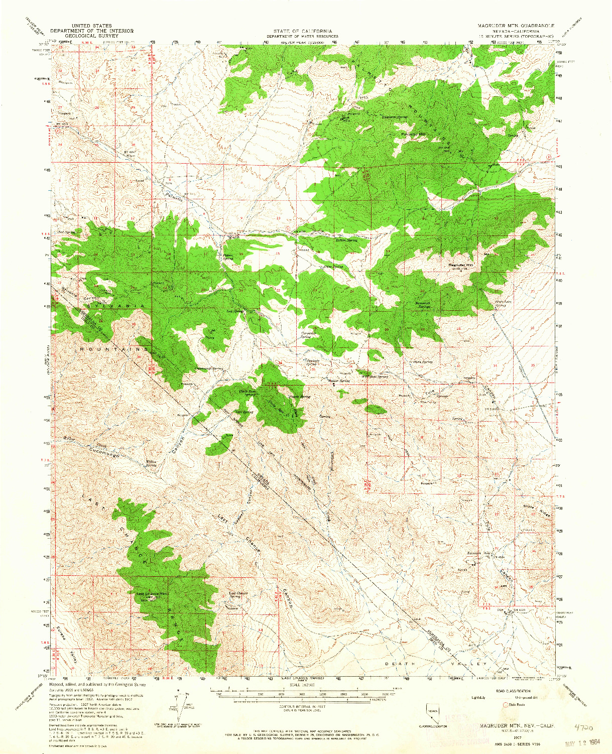 USGS 1:62500-SCALE QUADRANGLE FOR MAGRUDER MTN, NV 1957