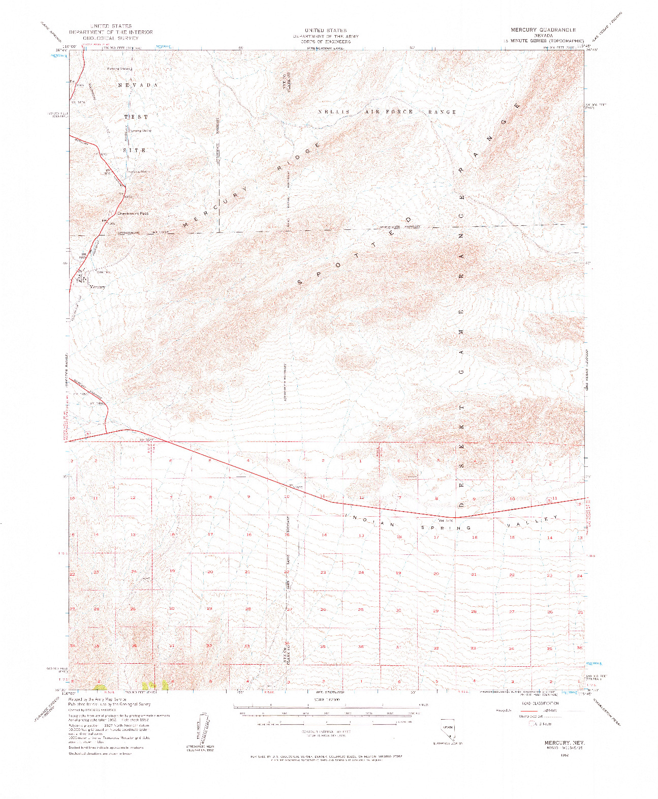 USGS 1:62500-SCALE QUADRANGLE FOR MERCURY, NV 1952