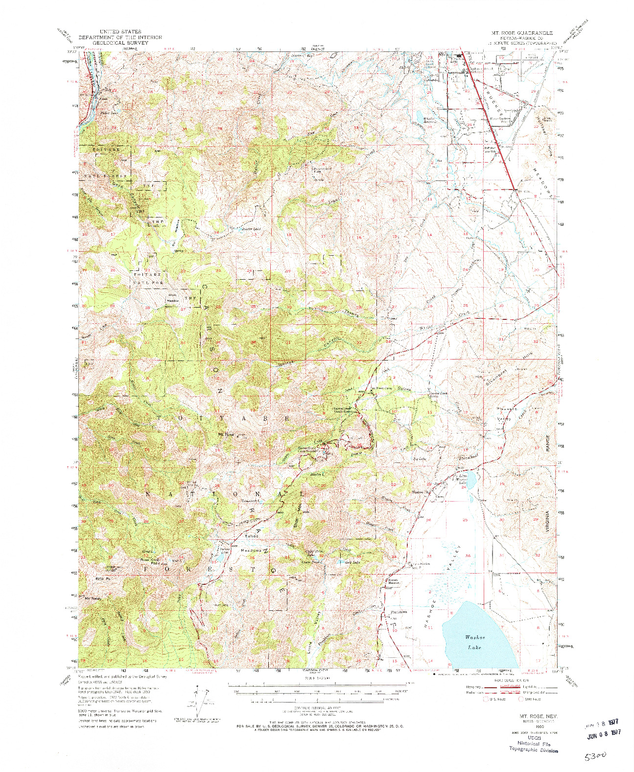 USGS 1:62500-SCALE QUADRANGLE FOR MT. ROSE, NV 1950