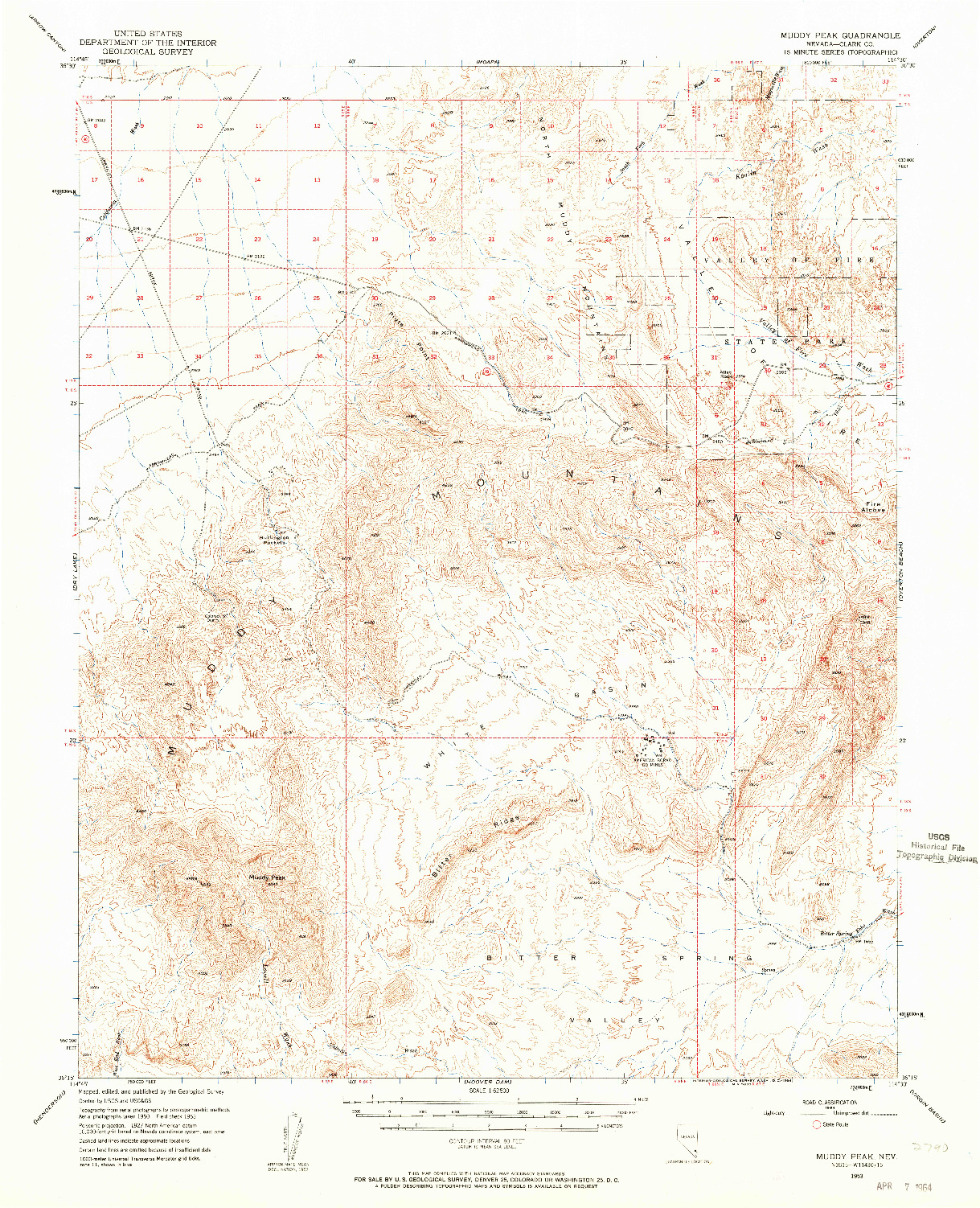 USGS 1:62500-SCALE QUADRANGLE FOR MUDDY PEAK, NV 1953