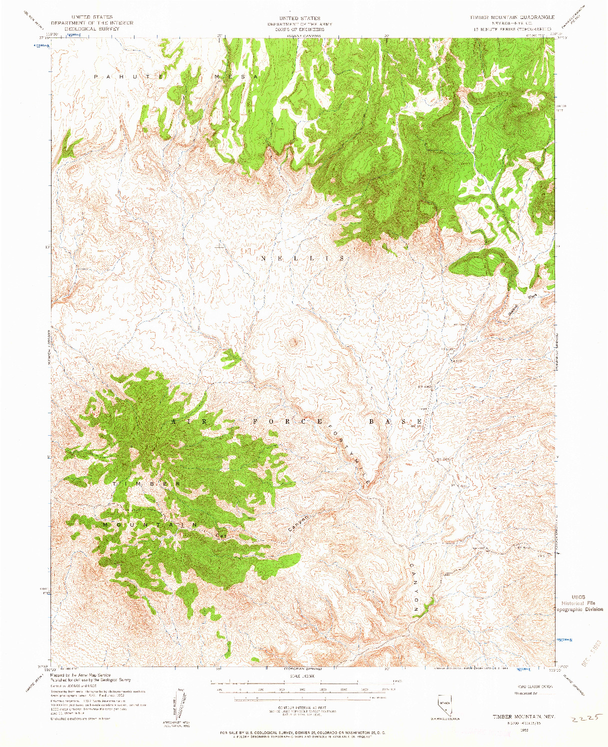 USGS 1:62500-SCALE QUADRANGLE FOR TIMBER MOUNTAIN, NV 1952