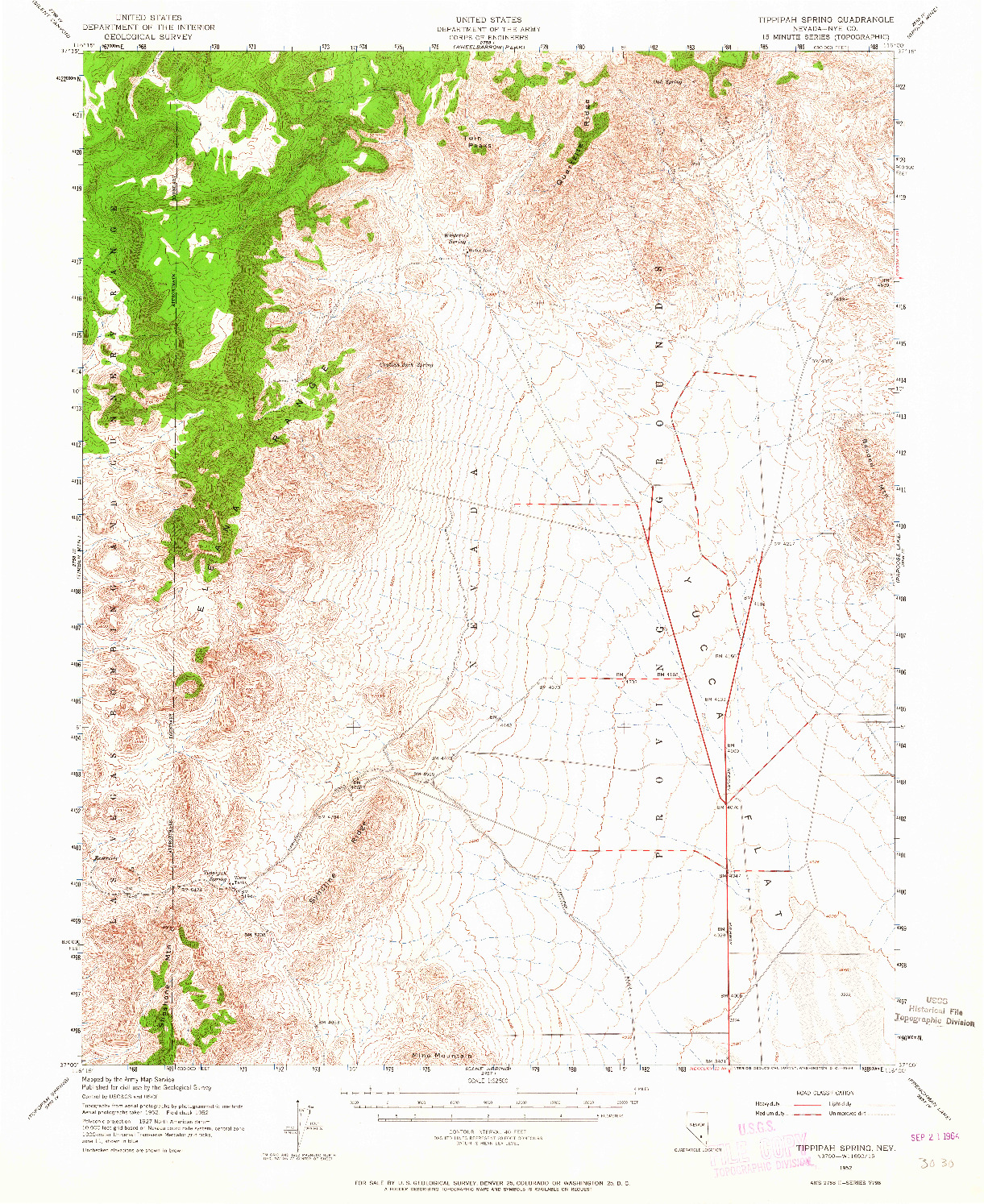 USGS 1:62500-SCALE QUADRANGLE FOR TIPPIPAH SPRING, NV 1952