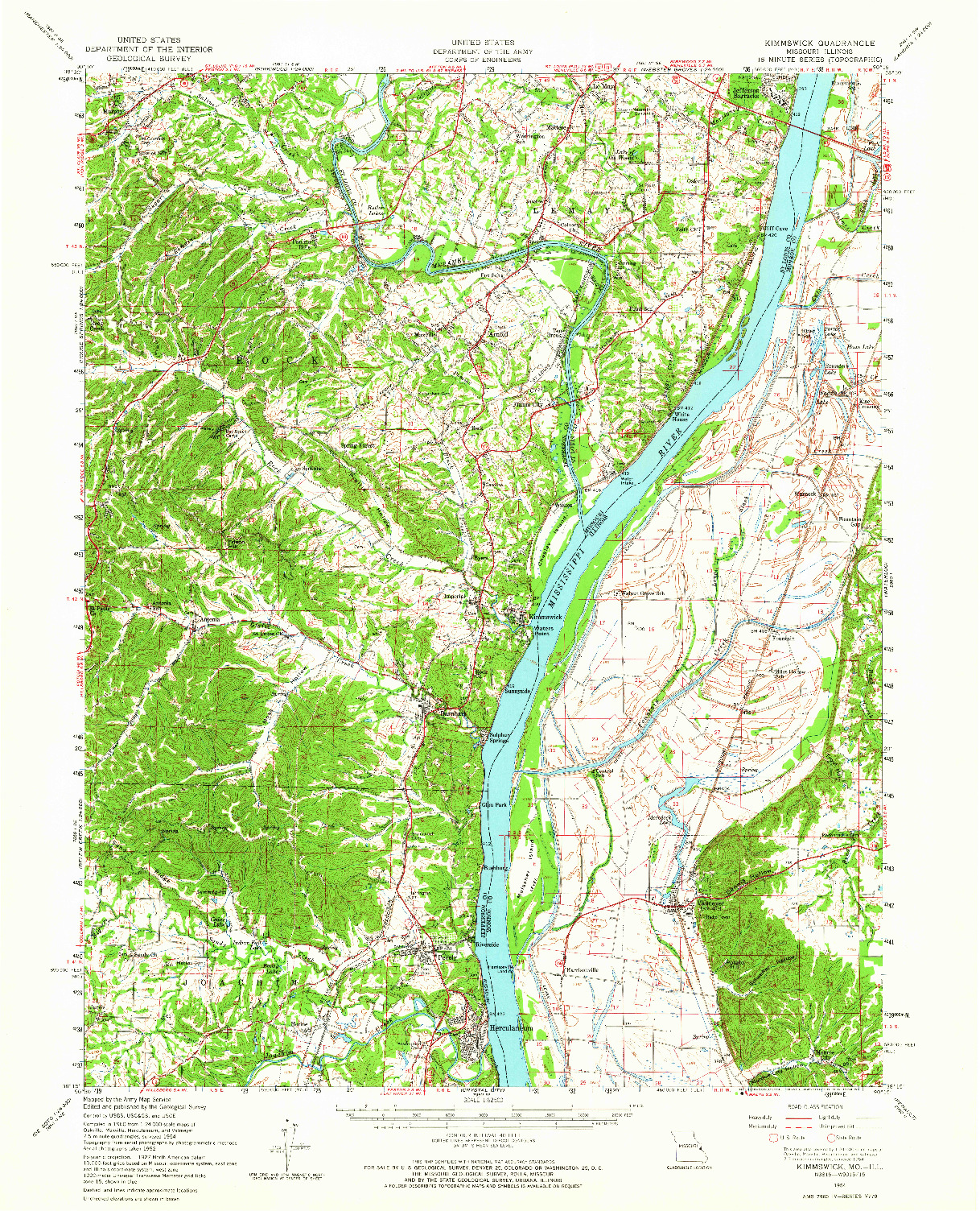 USGS 1:62500-SCALE QUADRANGLE FOR KIMMSWICK, MO 1954
