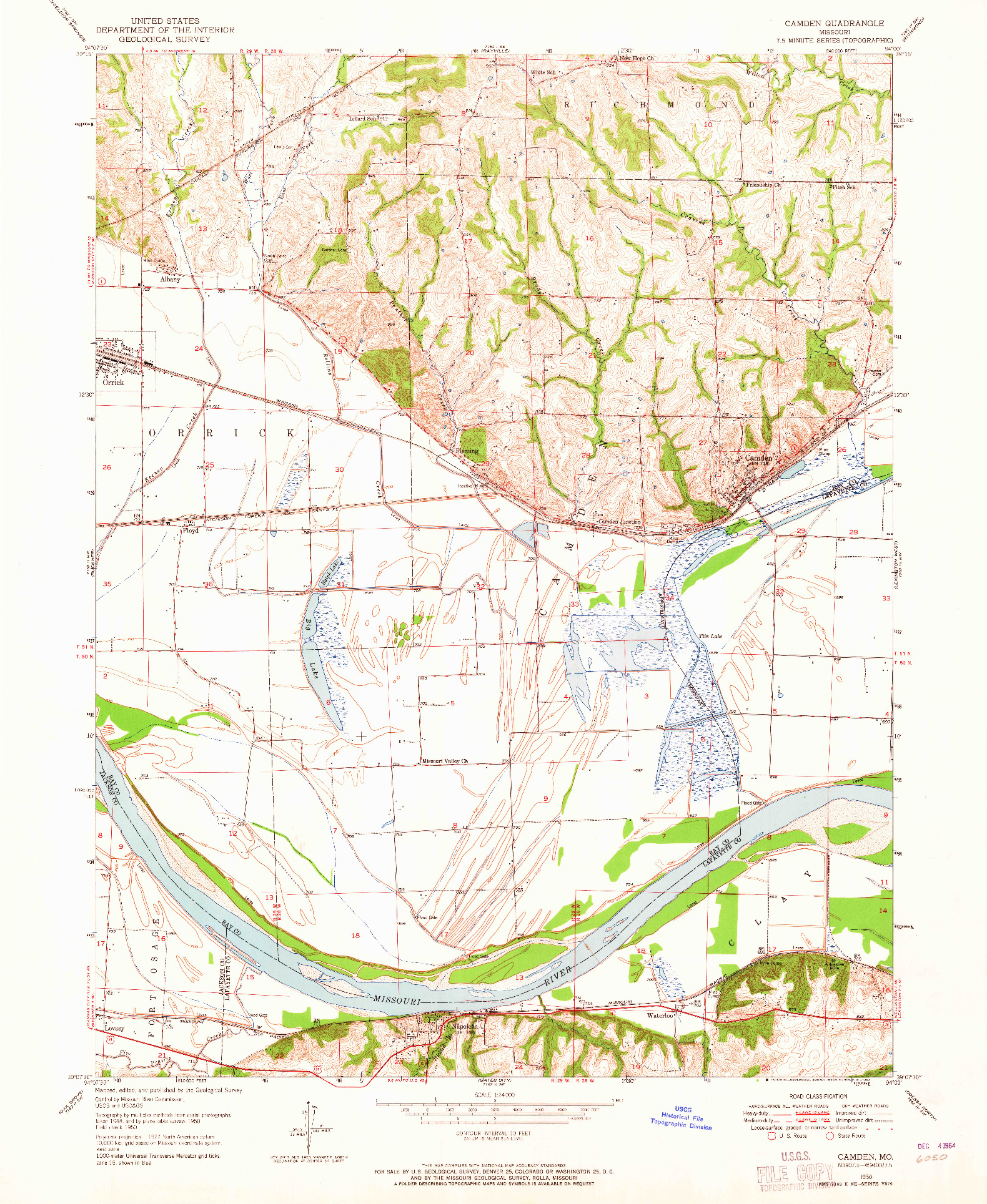 USGS 1:24000-SCALE QUADRANGLE FOR CAMDEN, MO 1950