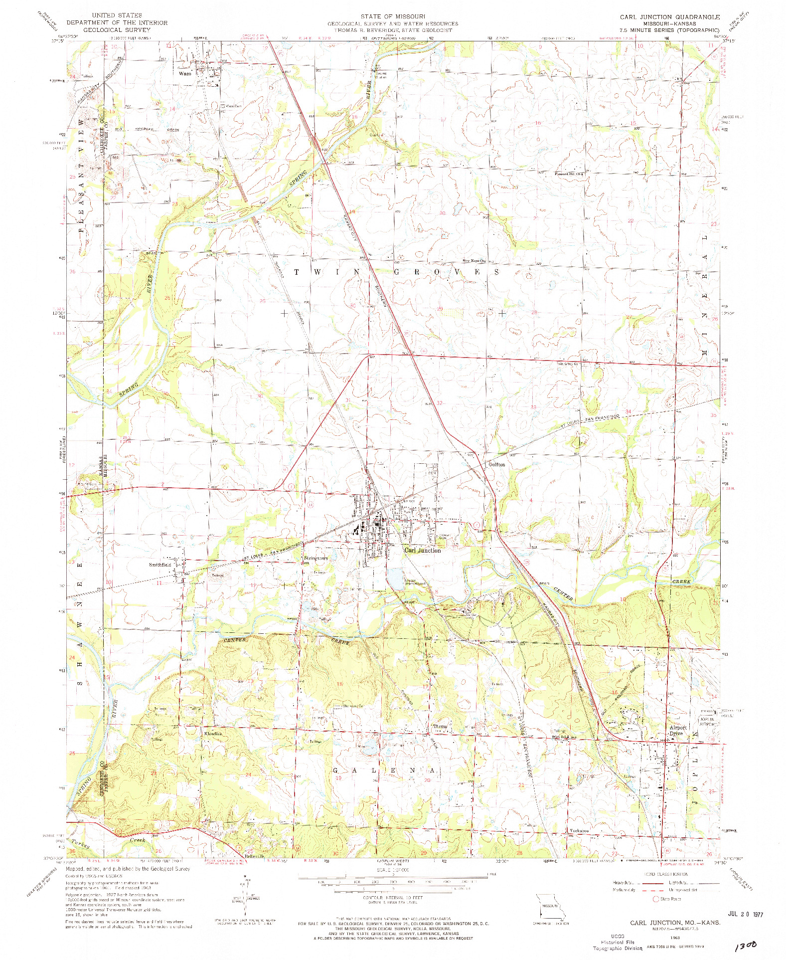USGS 1:24000-SCALE QUADRANGLE FOR CARL JUNCTION, MO 1963