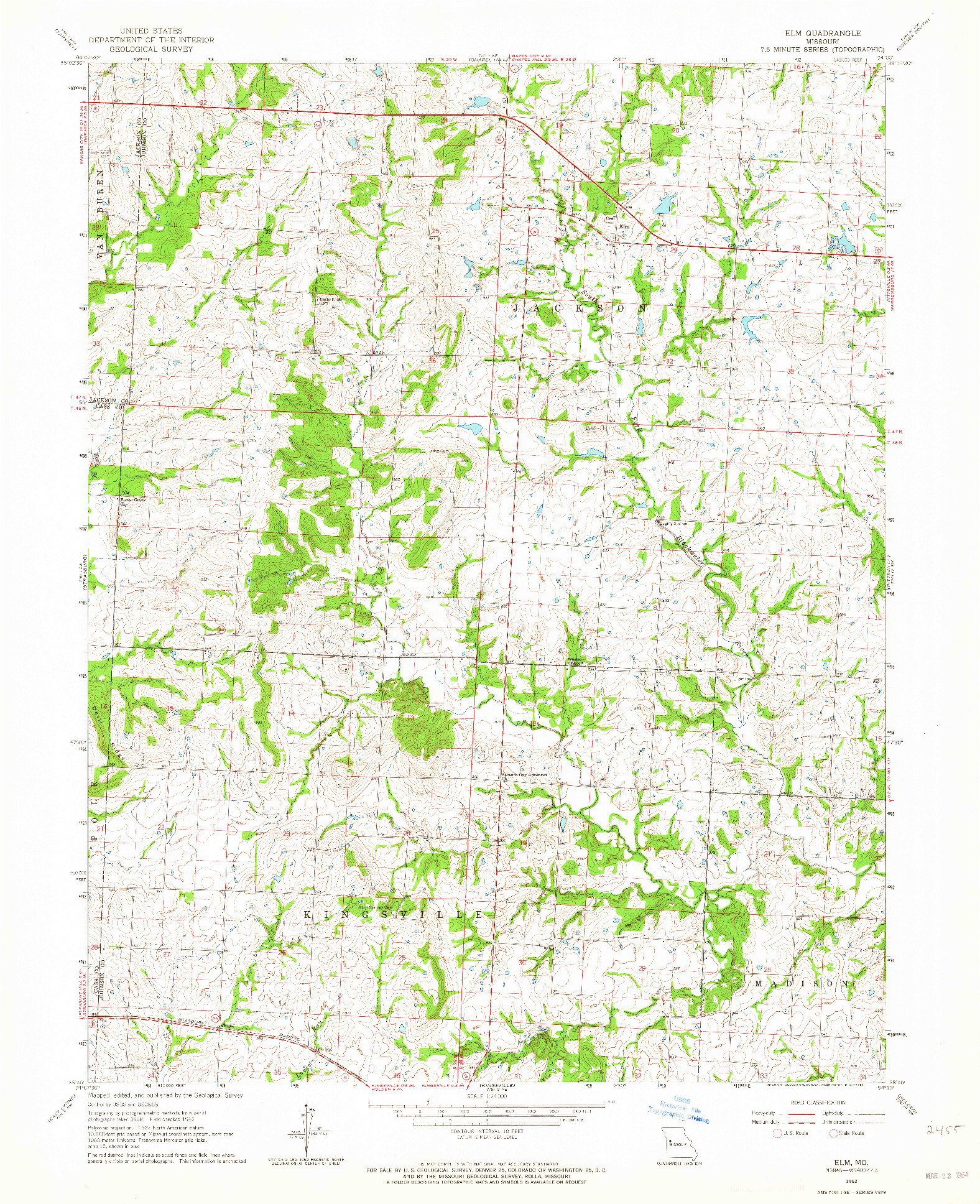 USGS 1:24000-SCALE QUADRANGLE FOR ELM, MO 1962