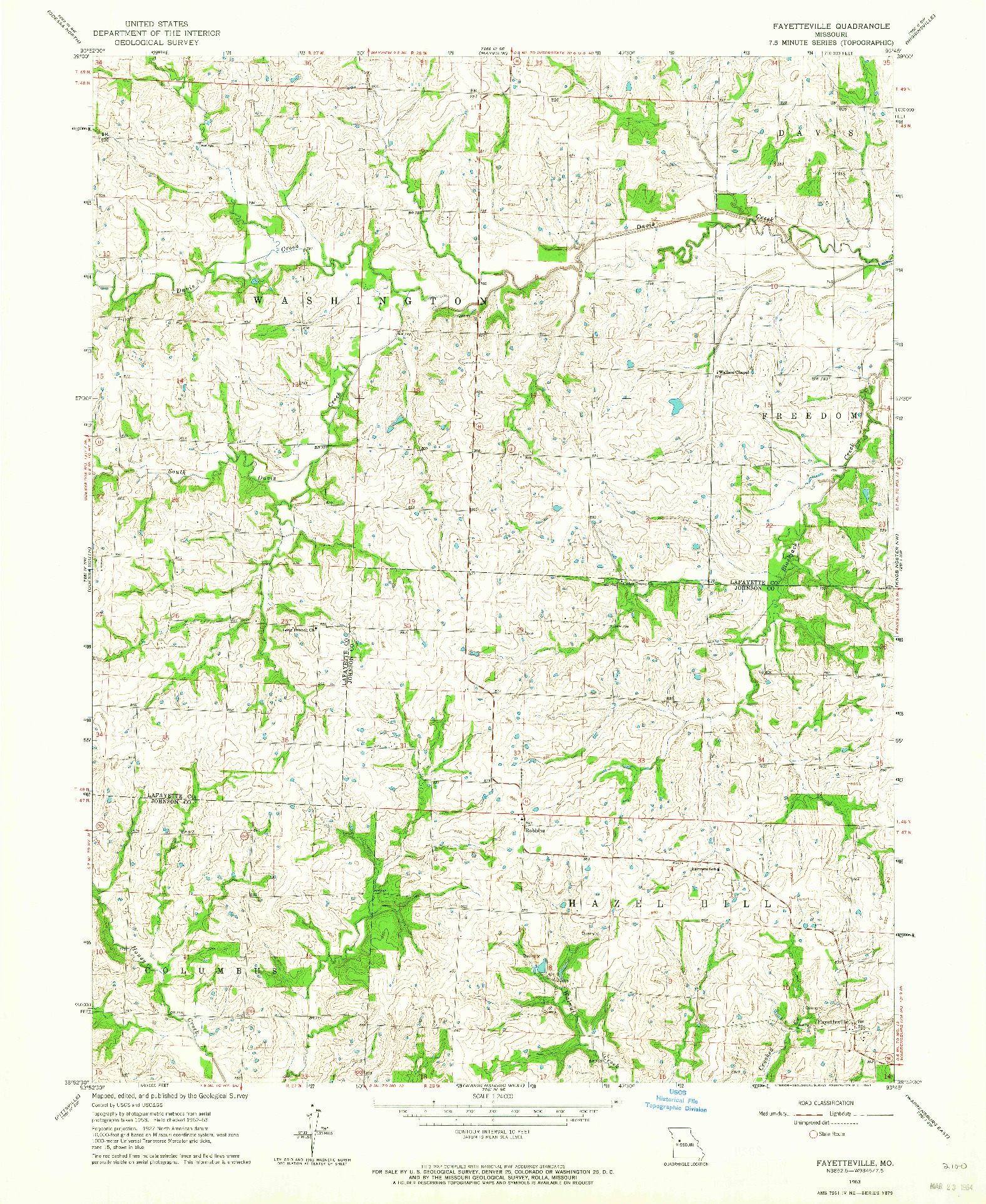 USGS 1:24000-SCALE QUADRANGLE FOR FAYETTEVILLE, MO 1963