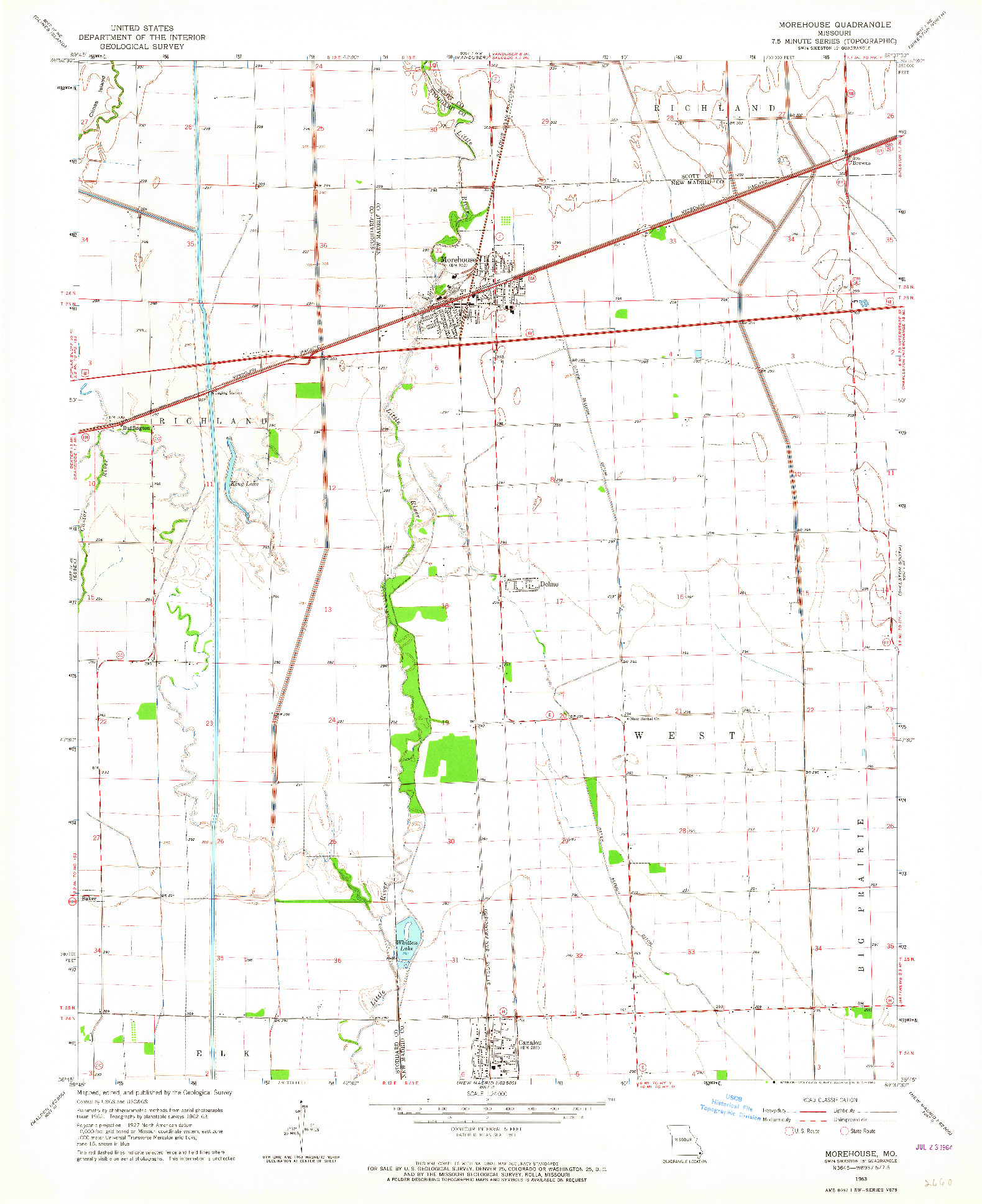 USGS 1:24000-SCALE QUADRANGLE FOR MOREHOUSE, MO 1963