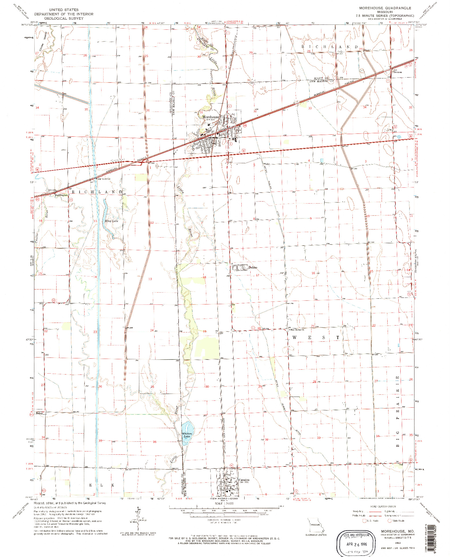USGS 1:24000-SCALE QUADRANGLE FOR MOREHOUSE, MO 1963