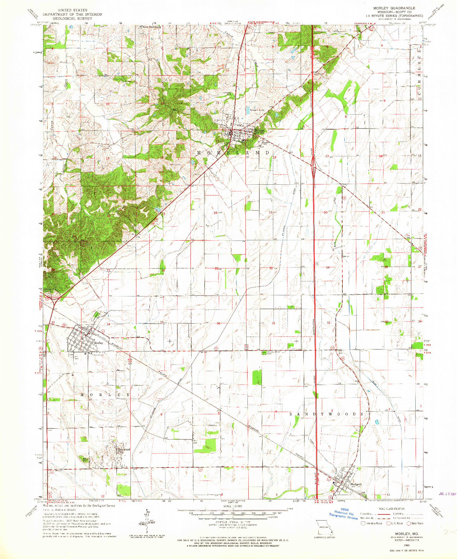 USGS 1:24000-SCALE QUADRANGLE FOR MORLEY, MO 1963