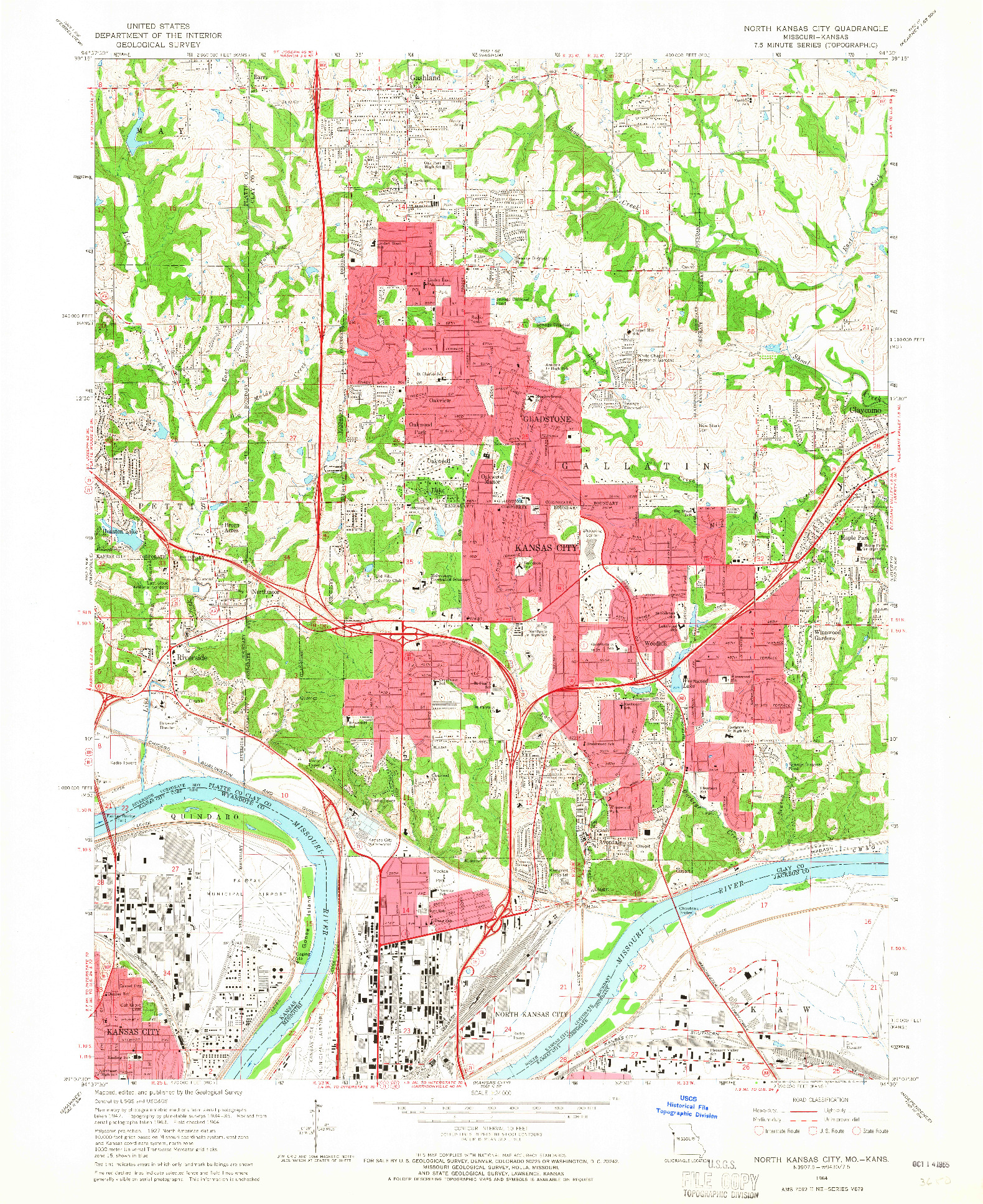 USGS 1:24000-SCALE QUADRANGLE FOR NORTH KANSAS CITY, MO 1964