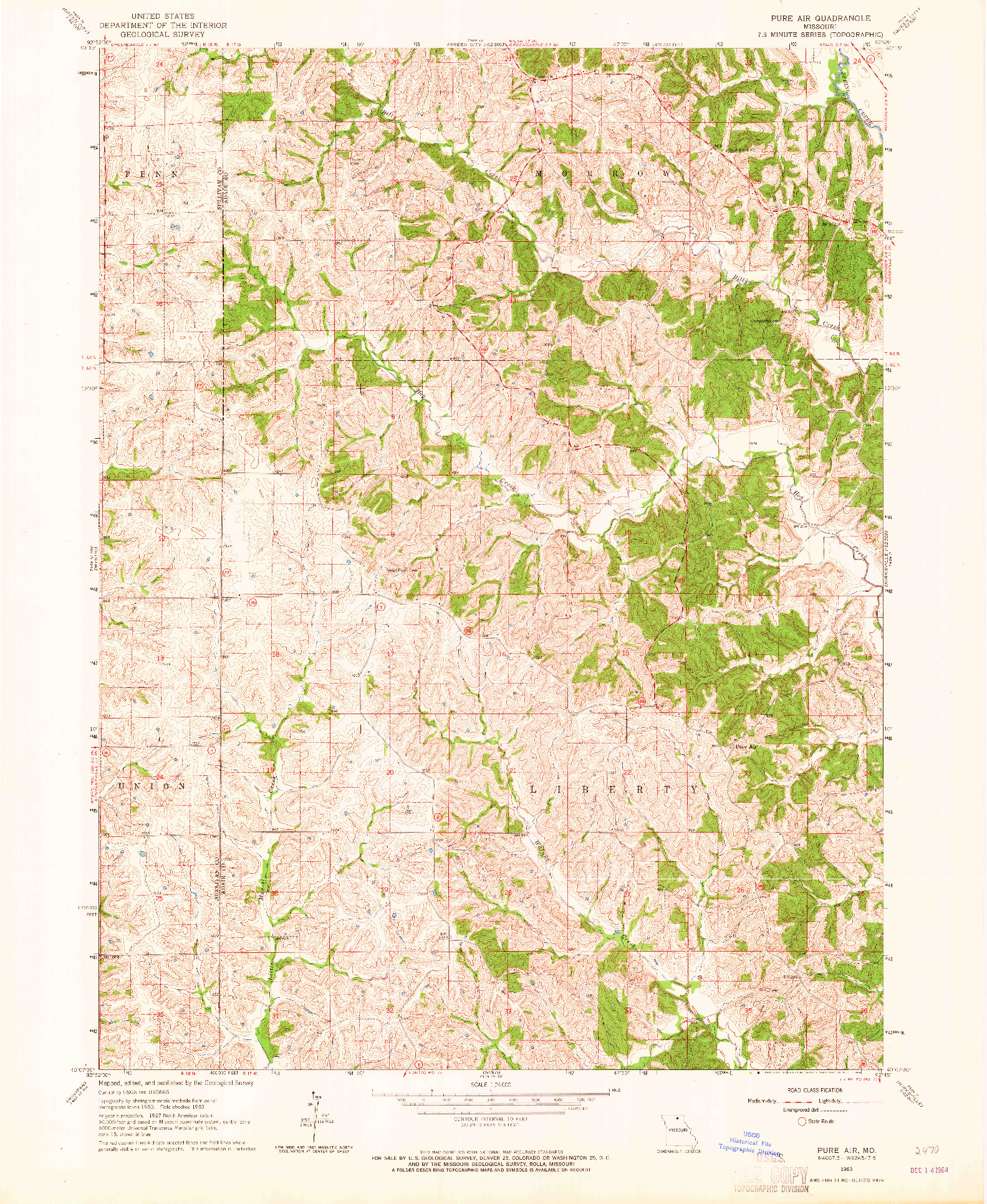 USGS 1:24000-SCALE QUADRANGLE FOR PURE AIR, MO 1963