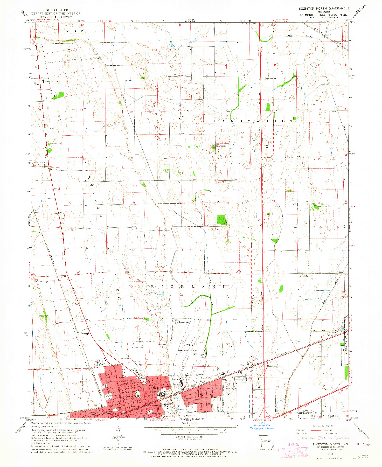 USGS 1:24000-SCALE QUADRANGLE FOR SIKESTON NORTH, MO 1963
