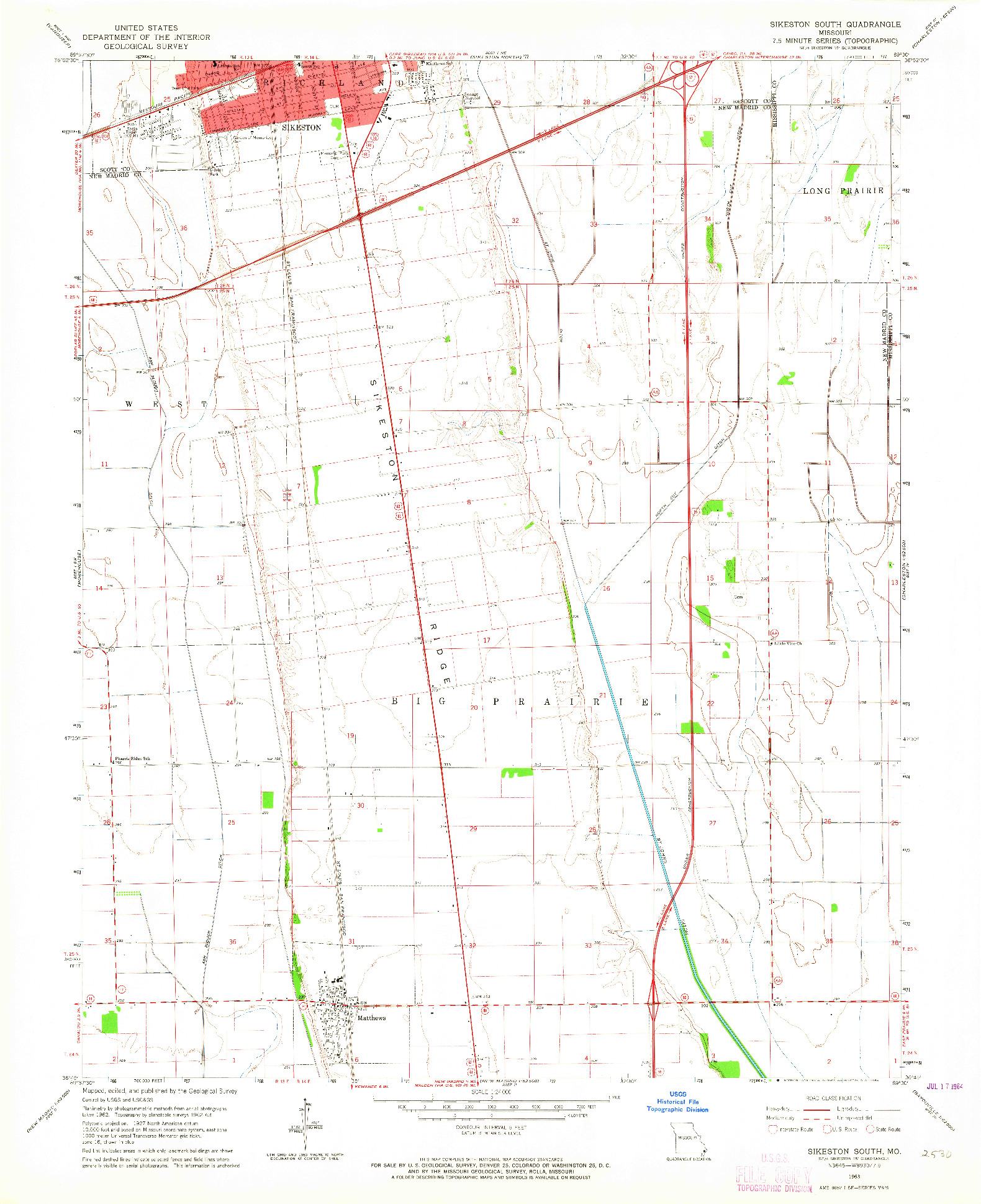 USGS 1:24000-SCALE QUADRANGLE FOR SIKESTON SOUTH, MO 1963