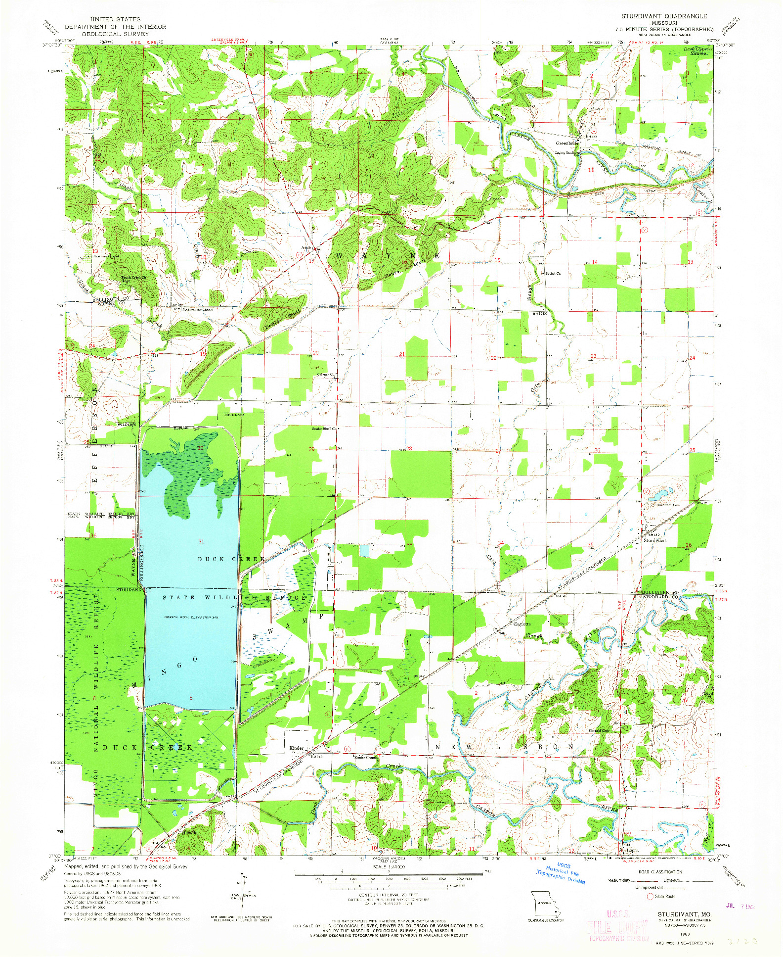 USGS 1:24000-SCALE QUADRANGLE FOR STURDIVANT, MO 1963