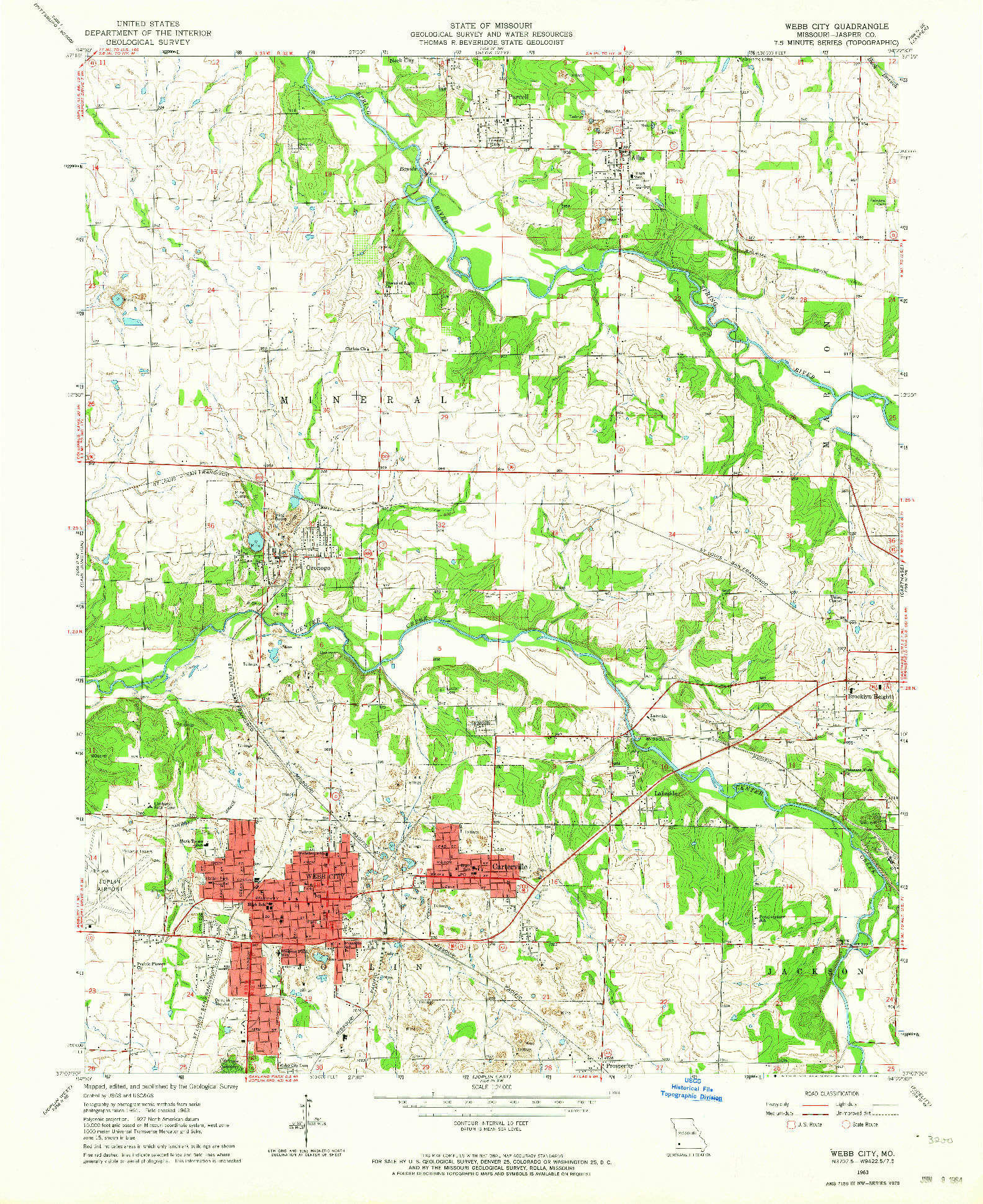 USGS 1:24000-SCALE QUADRANGLE FOR WEBB CITY, MO 1963