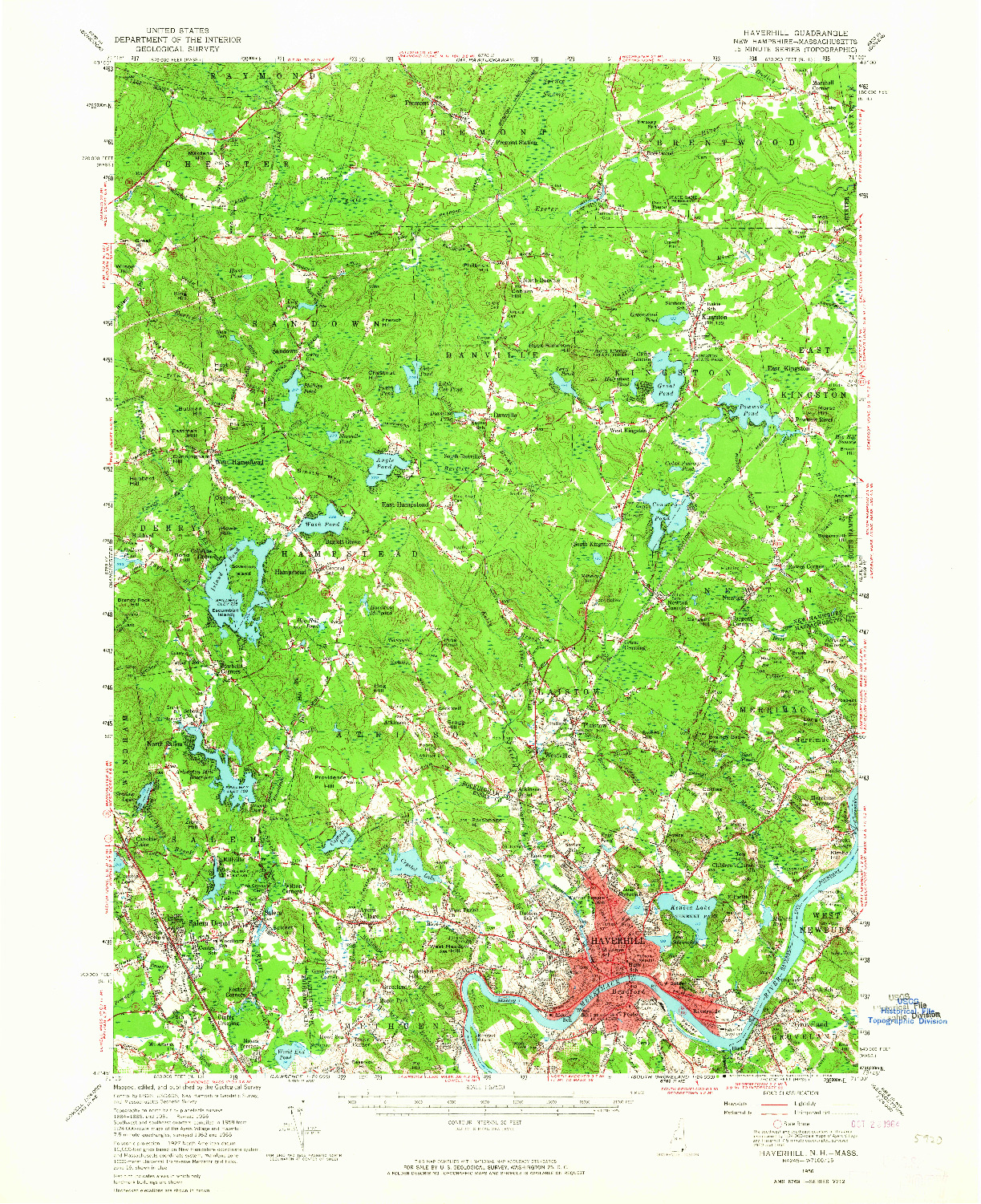 USGS 1:62500-SCALE QUADRANGLE FOR HAVERHILL, NH 1956