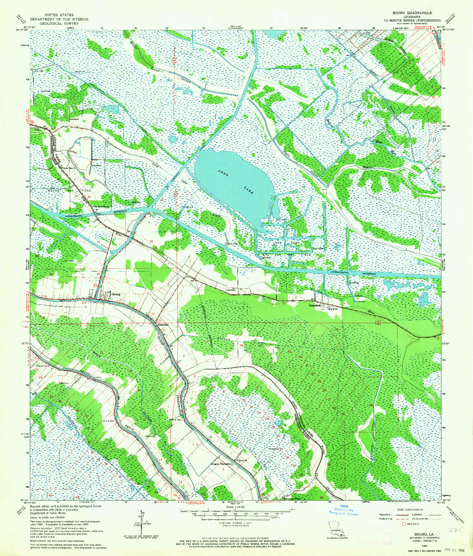 USGS 1:24000-SCALE QUADRANGLE FOR BOURG, LA 1963