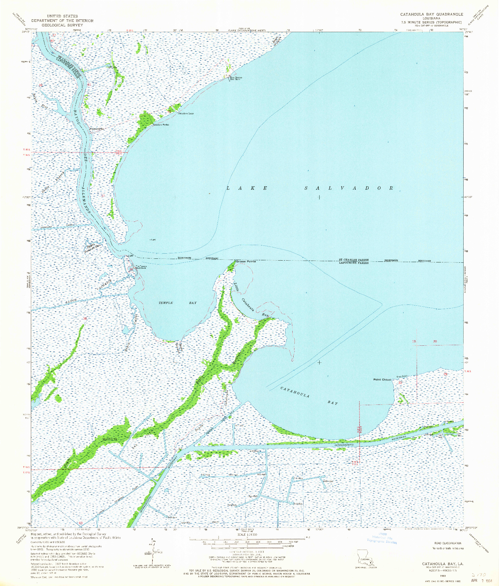 USGS 1:24000-SCALE QUADRANGLE FOR CATAHOULA BAY, LA 1963