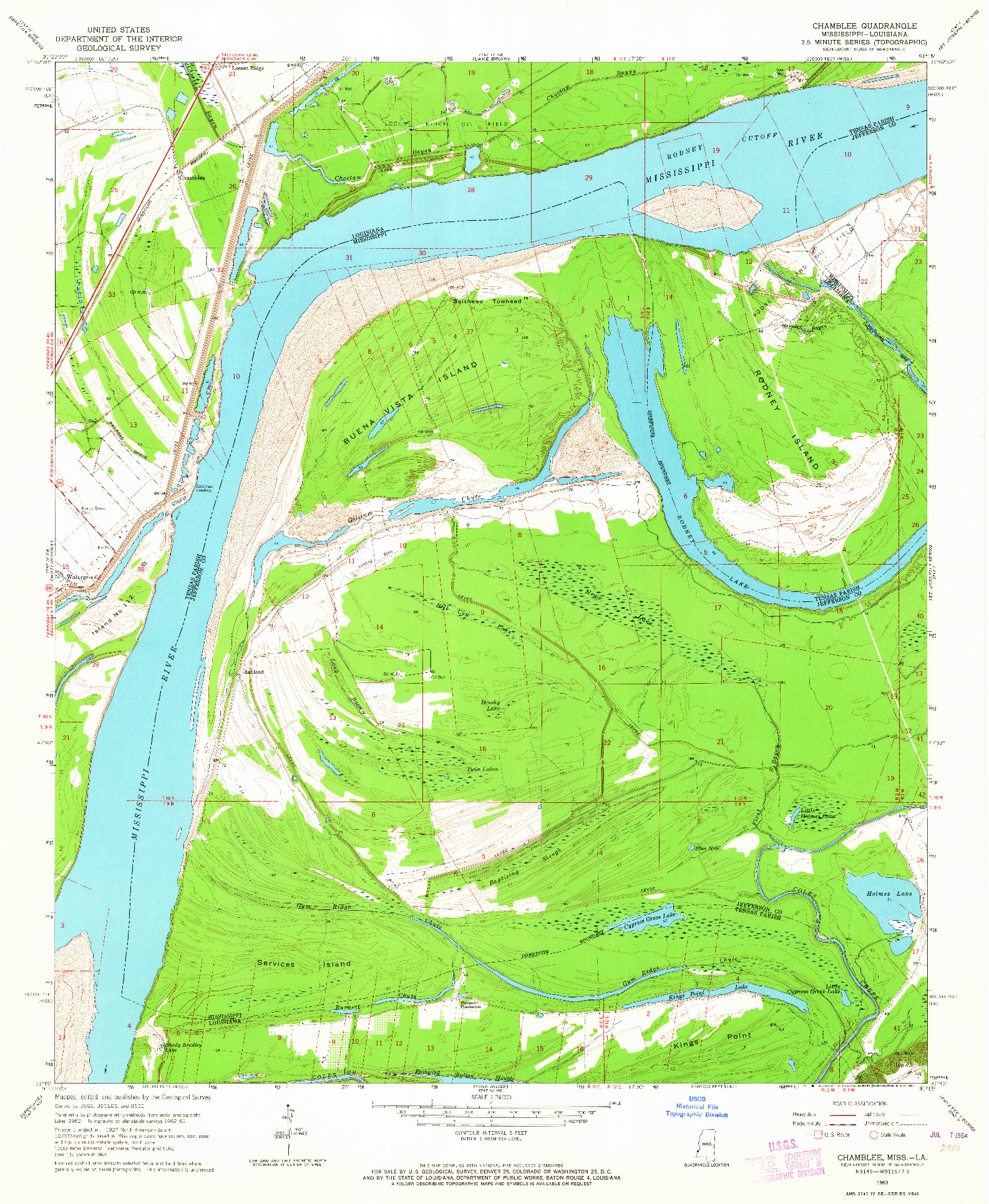 USGS 1:24000-SCALE QUADRANGLE FOR CHAMBLEE, LA 1963