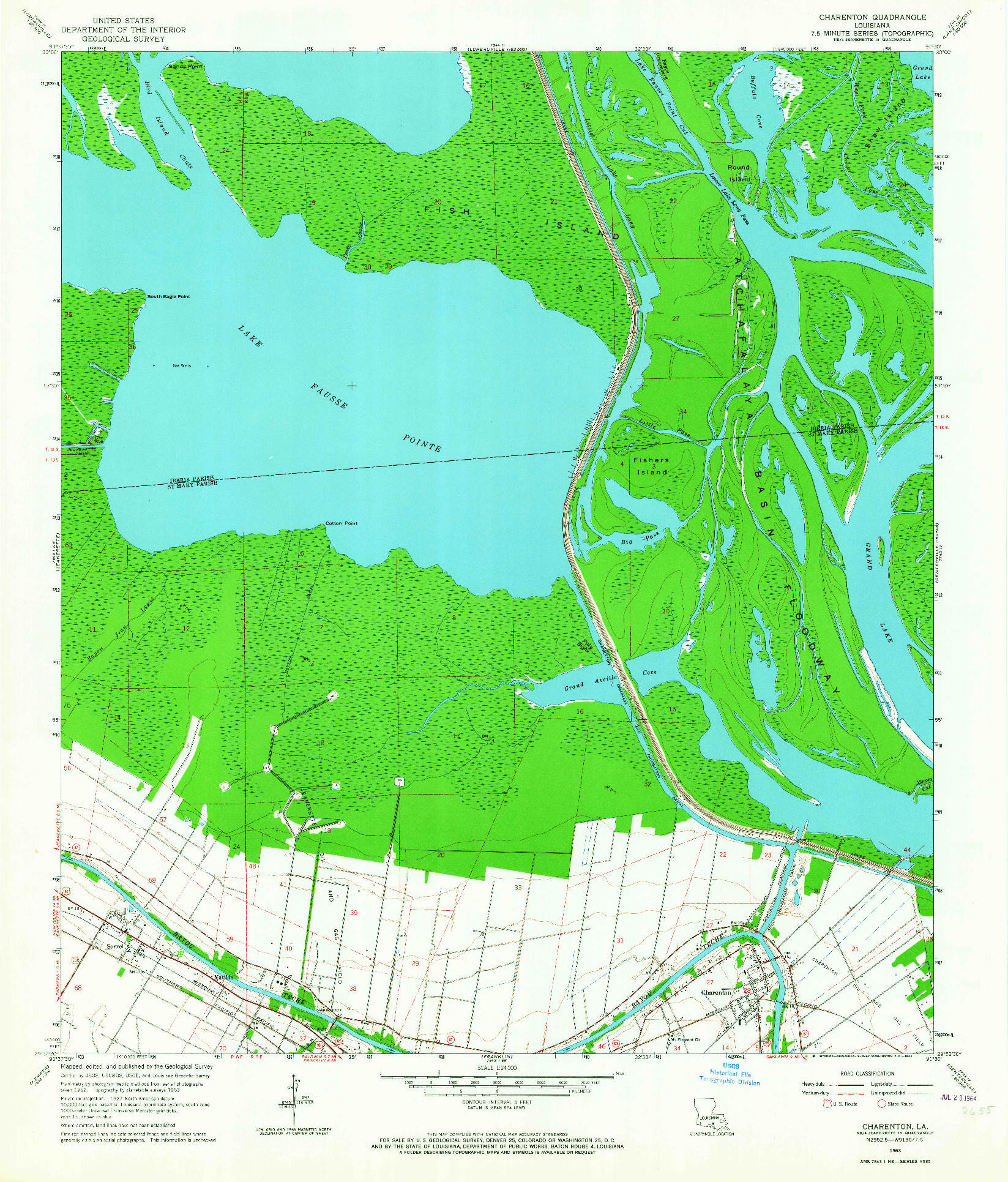 USGS 1:24000-SCALE QUADRANGLE FOR CHARENTON, LA 1963
