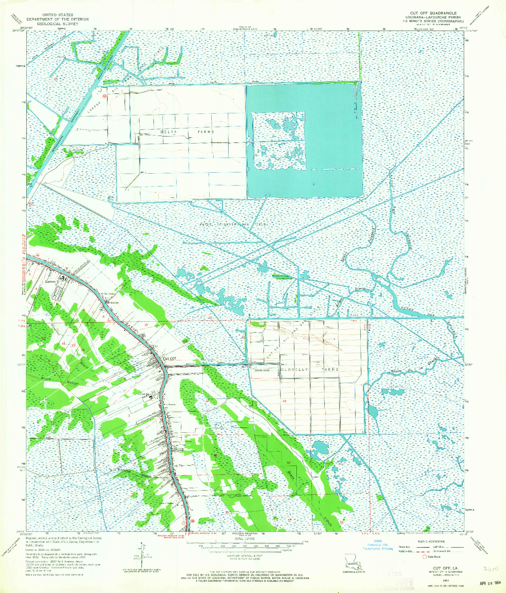 USGS 1:24000-SCALE QUADRANGLE FOR CUT OFF, LA 1963