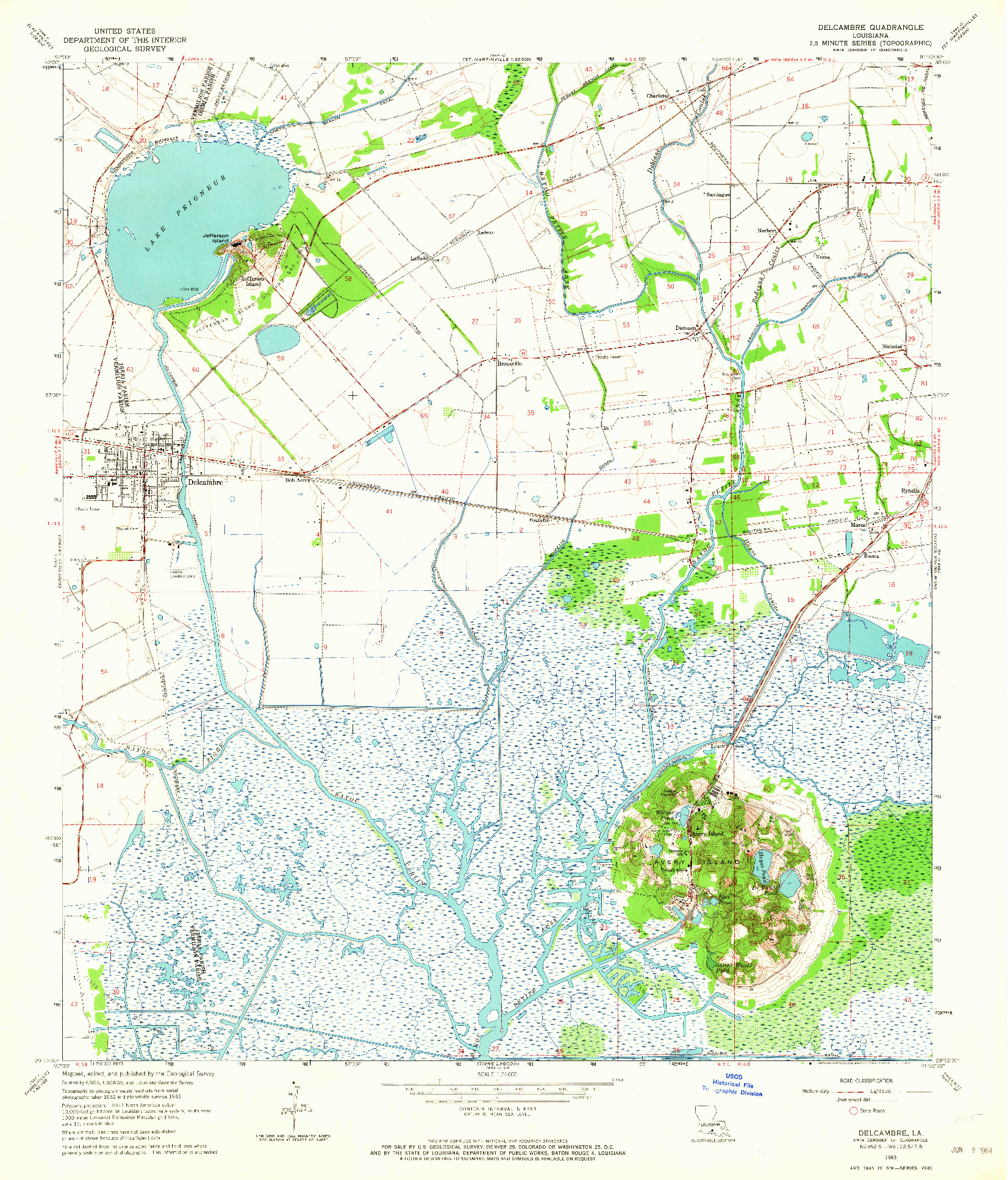 USGS 1:24000-SCALE QUADRANGLE FOR DELCAMBRE, LA 1963