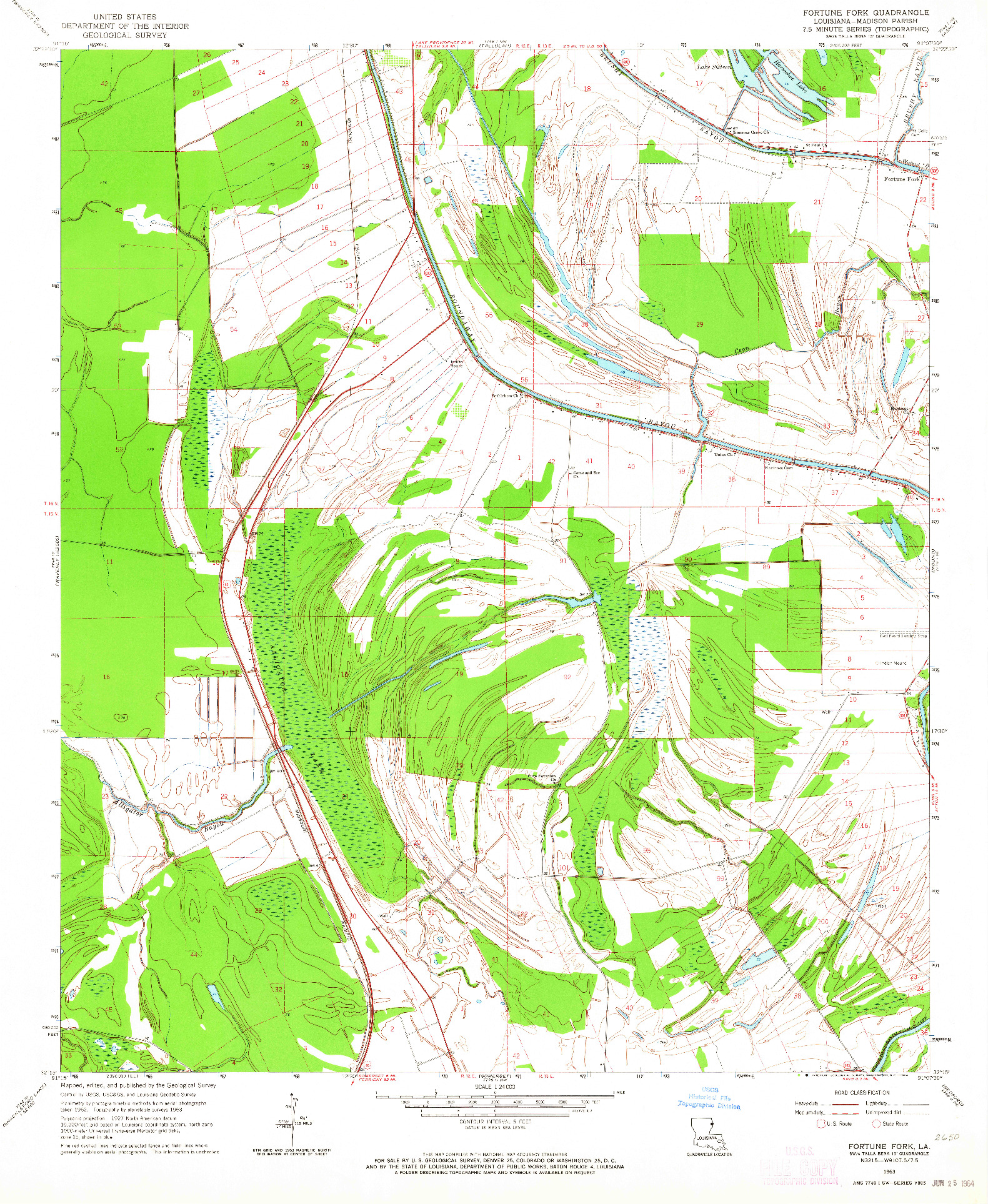 USGS 1:24000-SCALE QUADRANGLE FOR FORTUNE FORK, LA 1963