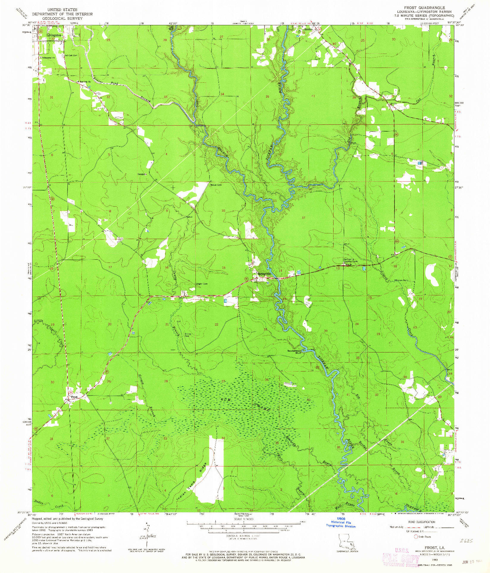 USGS 1:24000-SCALE QUADRANGLE FOR FROST, LA 1963