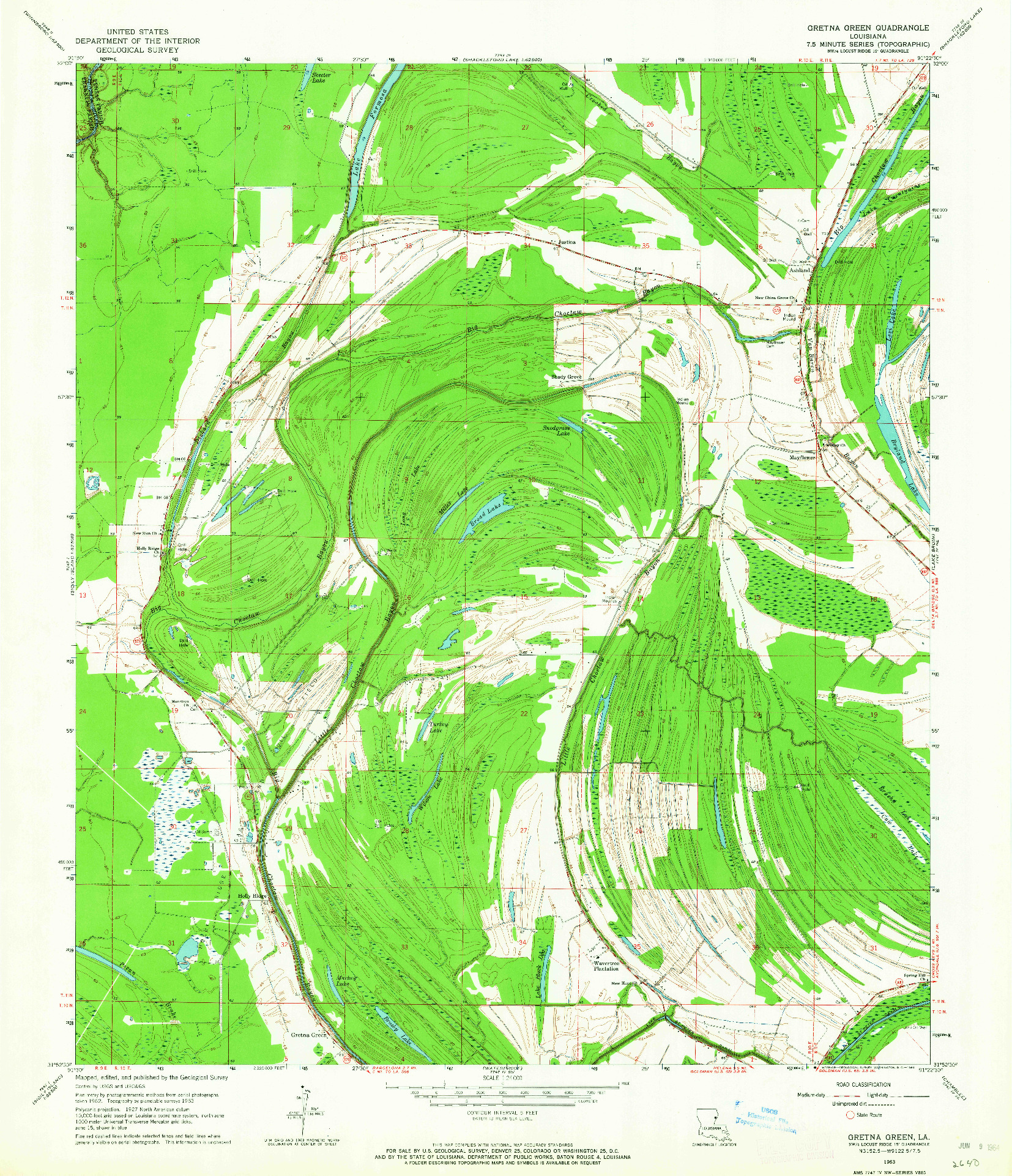 USGS 1:24000-SCALE QUADRANGLE FOR GRETNA GREEN, LA 1963
