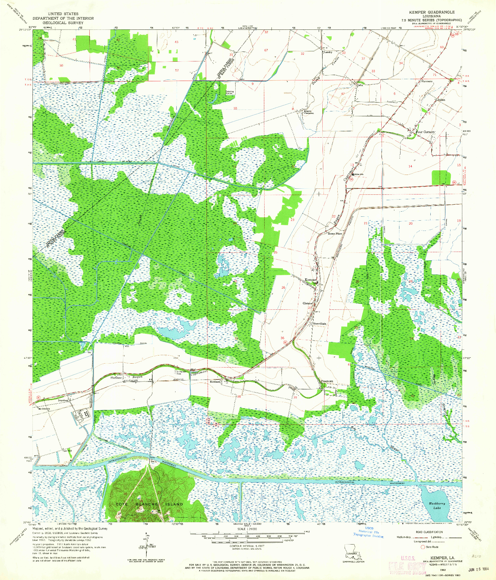 USGS 1:24000-SCALE QUADRANGLE FOR KEMPER, LA 1963