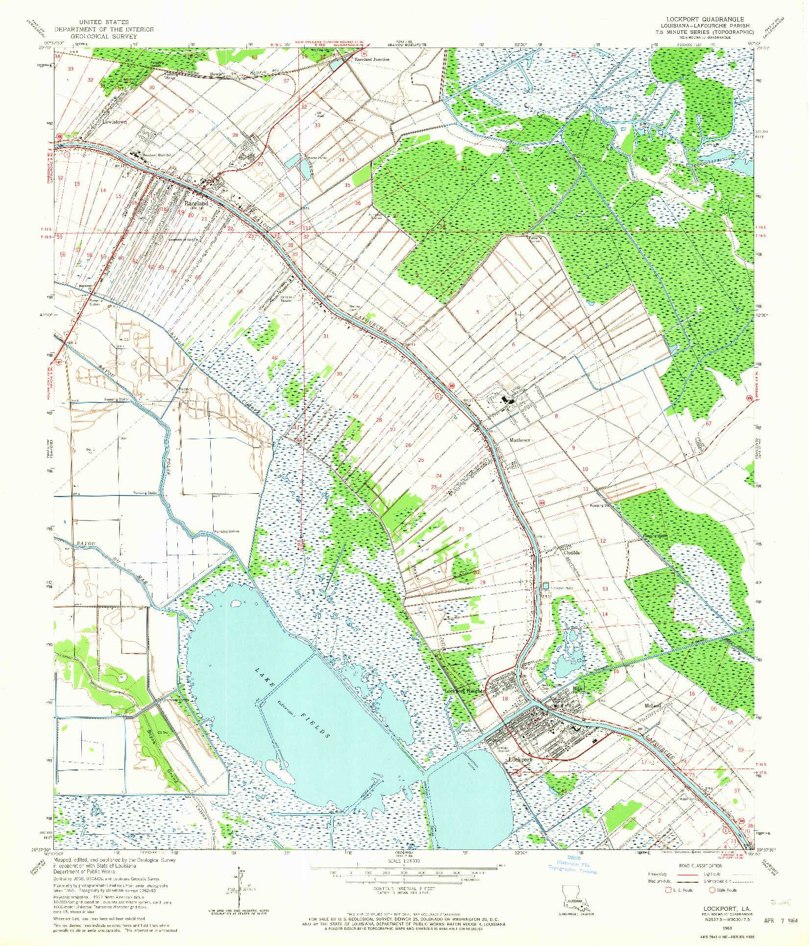 USGS 1:24000-SCALE QUADRANGLE FOR LOCKPORT, LA 1963