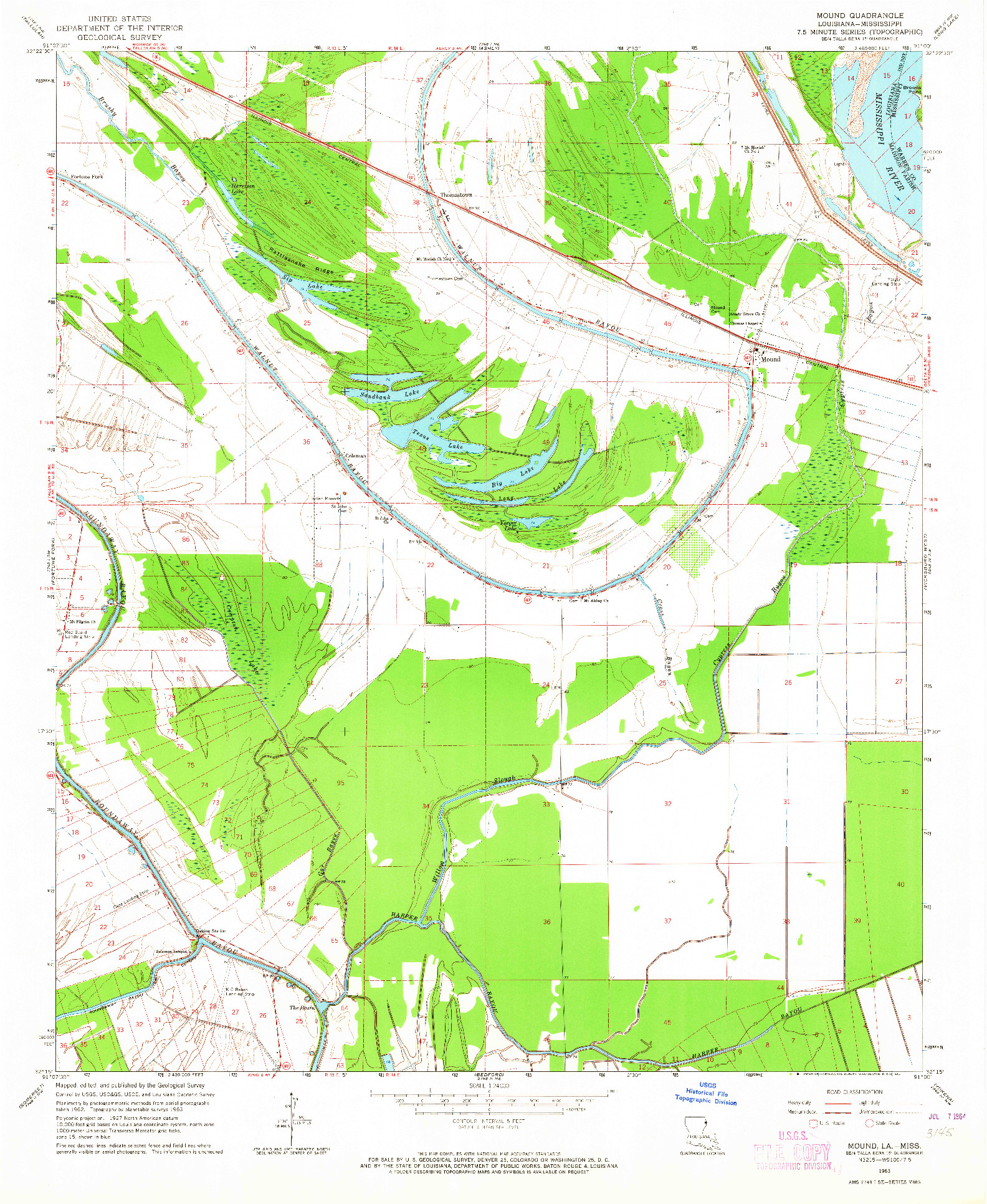 USGS 1:24000-SCALE QUADRANGLE FOR MOUND, LA 1963