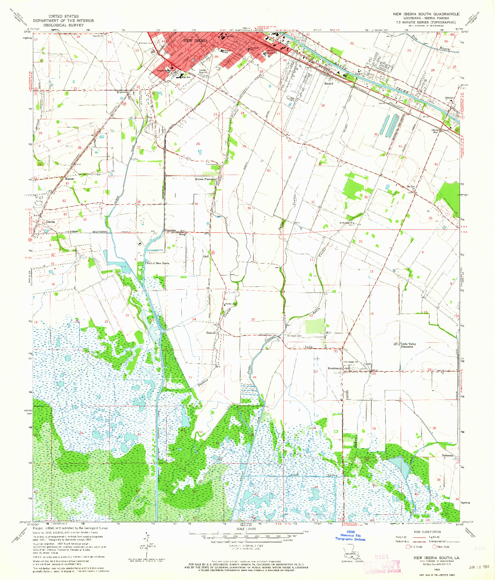 USGS 1:24000-SCALE QUADRANGLE FOR NEW IBERIA SOUTH, LA 1963